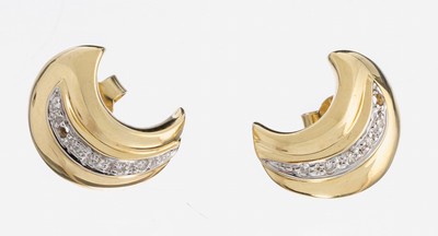 Image 26979877 - Paar 14 kt Gold Diamant-Ohrstecker, GG/WG 585/000, halbmondf., kl. in WG gefasste ...