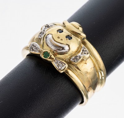 Image 26979890 - 14 kt Gold Farbstein-Diamant-Ring, "Clown", GG/WG 585/000, kleiner ...