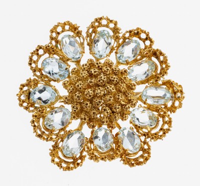 Image 26979897 - 18 kt Gold Aquamarin-Brosche, GG 750/000, außergewöhnliche Gestaltung, ...