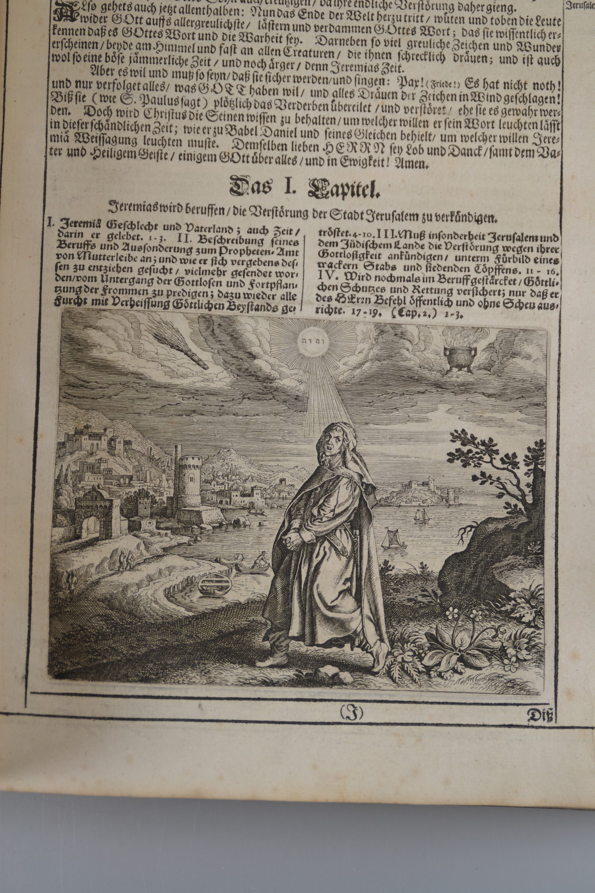 Detail c: Biblia Germanica, Frankfurt a.M., Johann Philipp Andreä für Matthäi Merians Erben 1704 , gr.4°, 4 Teile in einem Bd., 1279 gezählte S., 229 in ...