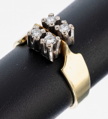 Image 26979927 - 14 kt Gold Brillant-Ring, GG/WG 585/000, 4 in WG gefasste Brillanten zus. ca. 0.20 ct ...