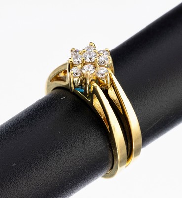 Image 14 kt Gold Topas-Wechselring, GG 585/000, 2 Ringschienen umklappbar, Ringkopf 1Seite ...