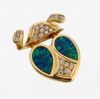 Image 26979931 - 14 kt Gold Brillant-Opal-Anhänger, GG 585/000, außergewöhnliche ...