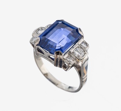 Image 26979958 - 18 kt Gold Saphir-Diamant-Ring, WG 750/000 gepr., mittig Farbwechsel Saphir im ...