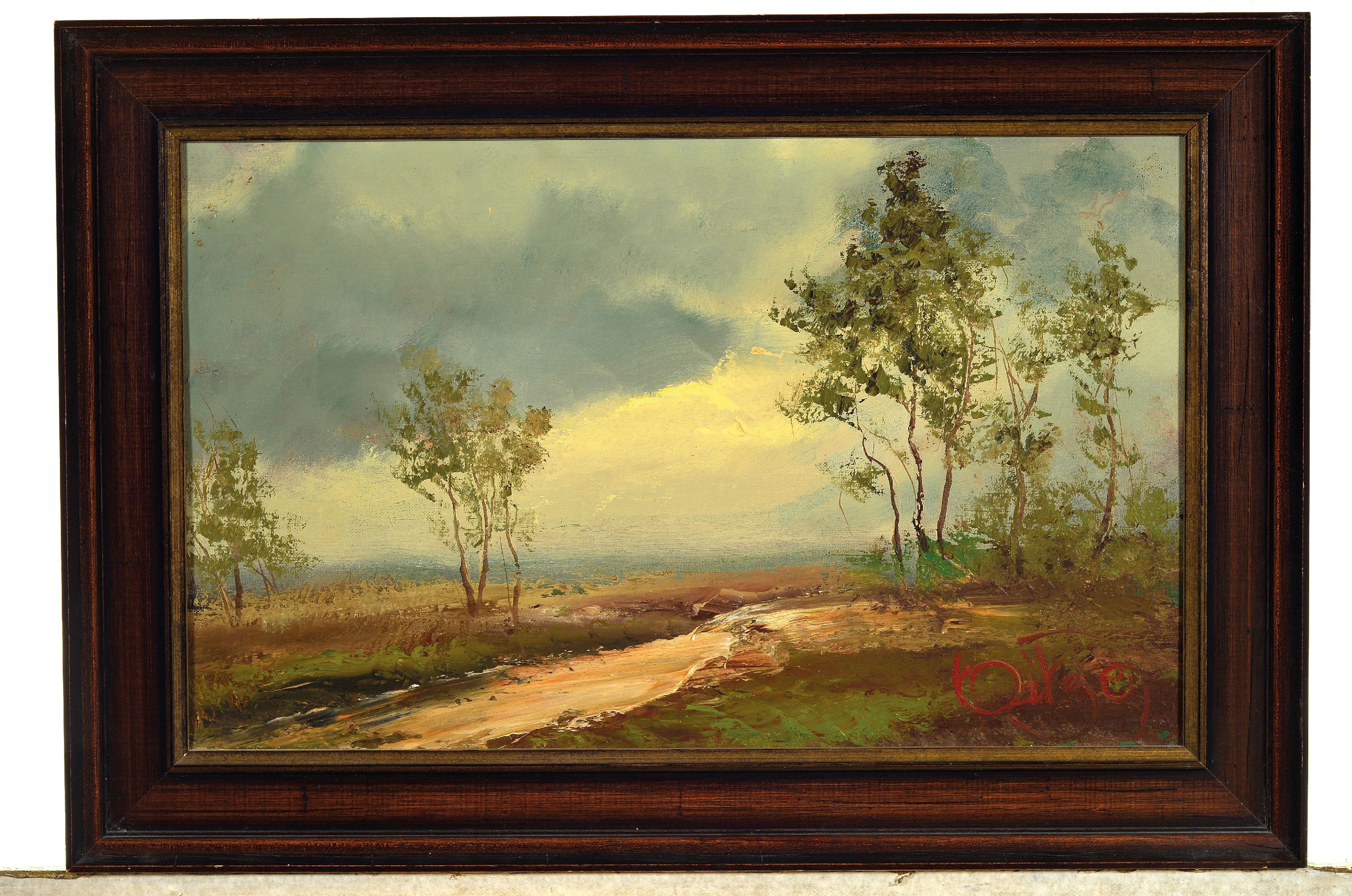 Detail k: Karl Philip Spitzer, 1887-1959 Speyer, Rheinauen bei bedecktem Himmel, 1940er-Jahre rechts unten signiert, Öl/Lwd, 32x52 cm, Rahmen 43x63 cm