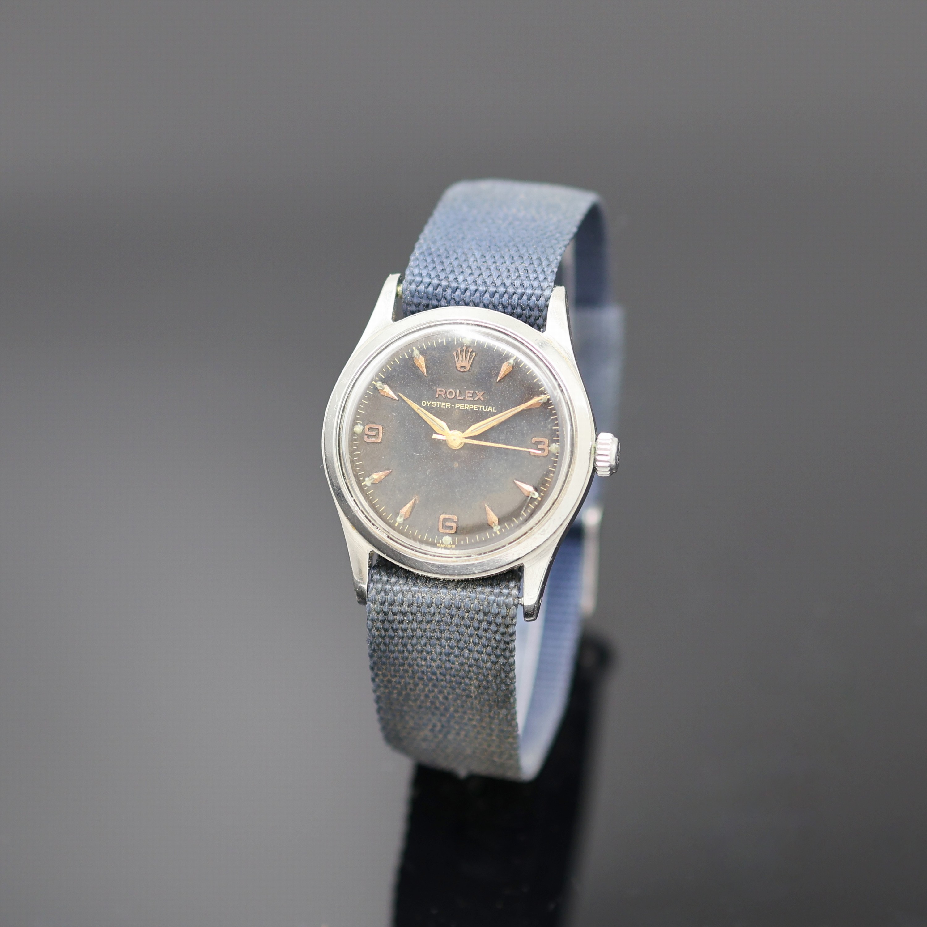ROLEX Oyster Perpetual Armbanduhr in Stahl Referenz 6532, Schweiz lt. Hallmark 4. Quartal 1956, Automatik, Boden u. Krone verschr., Zifferbl. ...