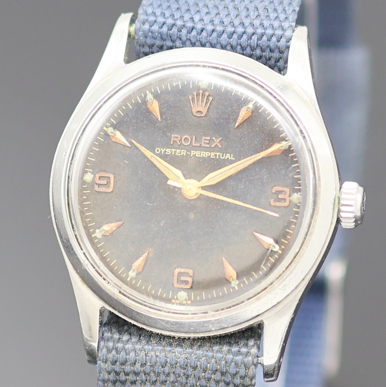 Detail a: ROLEX Oyster Perpetual Armbanduhr in Stahl Referenz 6532, Schweiz lt. Hallmark 4. Quartal 1956, Automatik, Boden u. Krone verschr., Zifferbl. ...