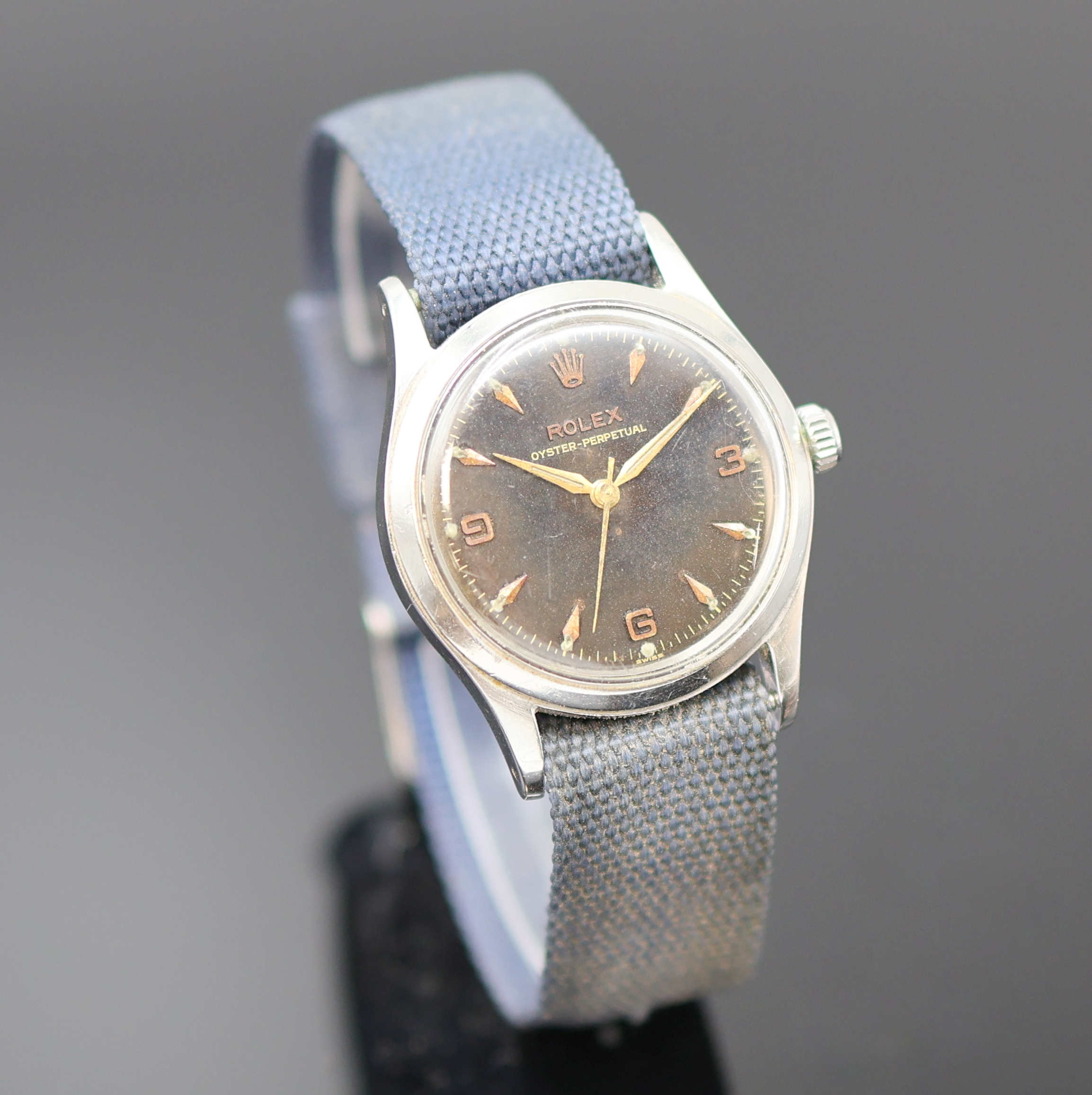 Detail b: ROLEX Oyster Perpetual Armbanduhr in Stahl Referenz 6532, Schweiz lt. Hallmark 4. Quartal 1956, Automatik, Boden u. Krone verschr., Zifferbl. ...