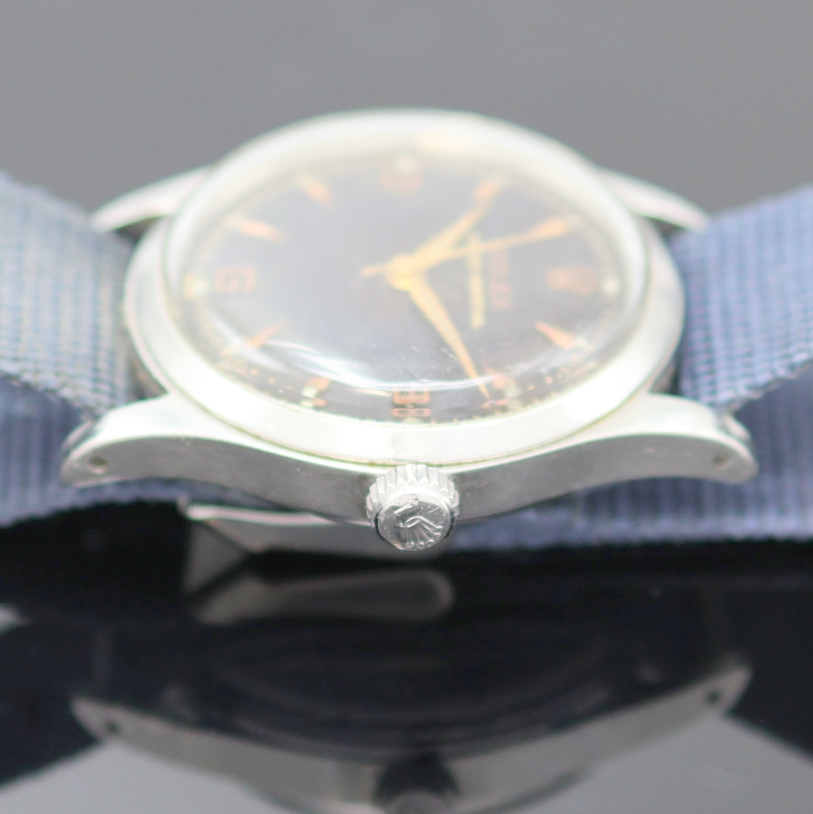 Detail d: ROLEX Oyster Perpetual Armbanduhr in Stahl Referenz 6532, Schweiz lt. Hallmark 4. Quartal 1956, Automatik, Boden u. Krone verschr., Zifferbl. ...