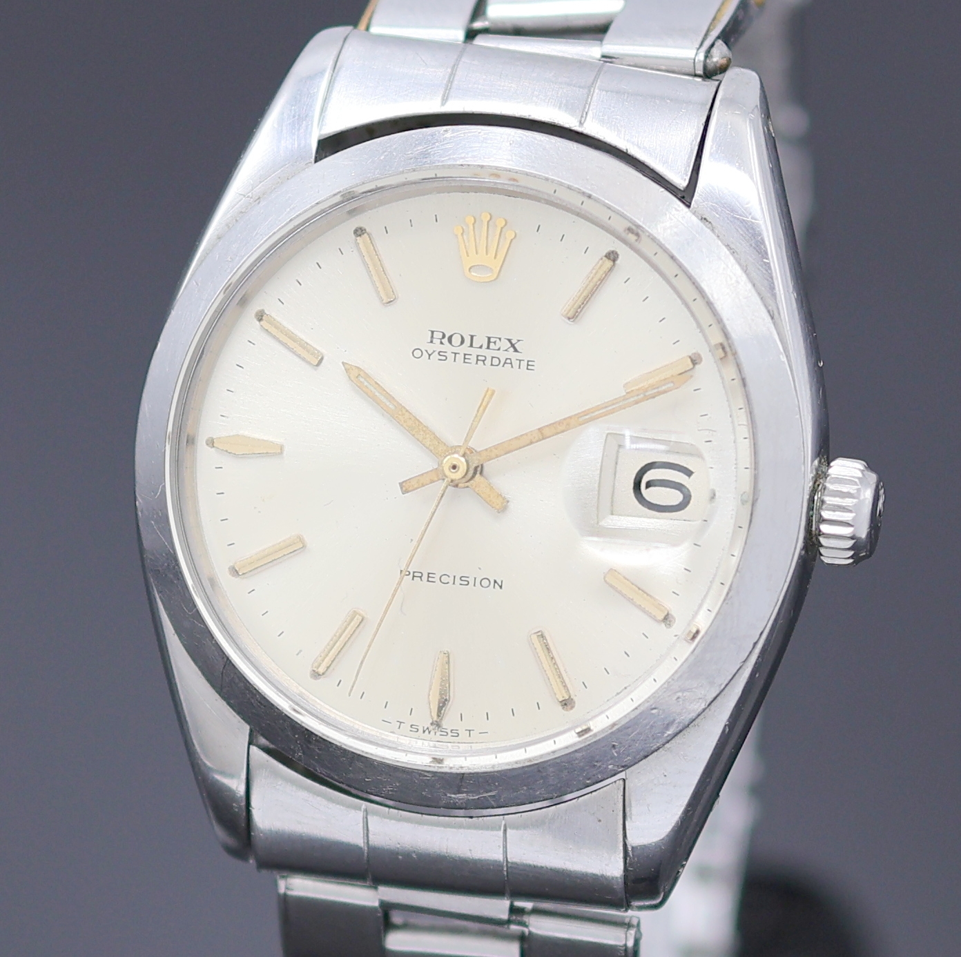 Detail a: ROLEX Oyster Date Precision Armbanduhr Referenz 6694, Schweiz um 1965, Handaufzug, Boden u. Krone verschr., orig. Stahlband Ref. 7205, Anstoß-Nr. 09 ...