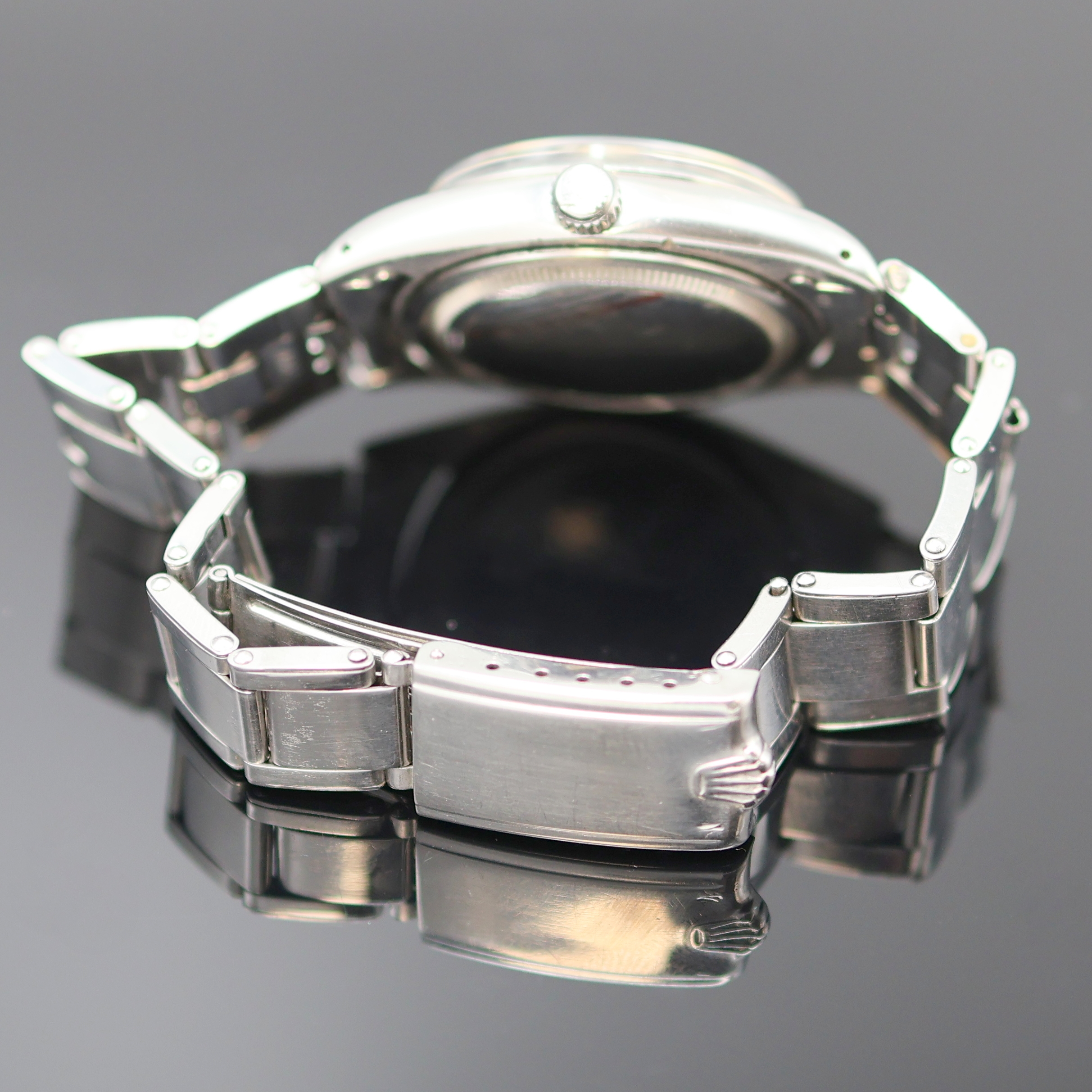 Detail c: ROLEX Oyster Date Precision Armbanduhr Referenz 6694, Schweiz um 1965, Handaufzug, Boden u. Krone verschr., orig. Stahlband Ref. 7205, Anstoß-Nr. 09 ...