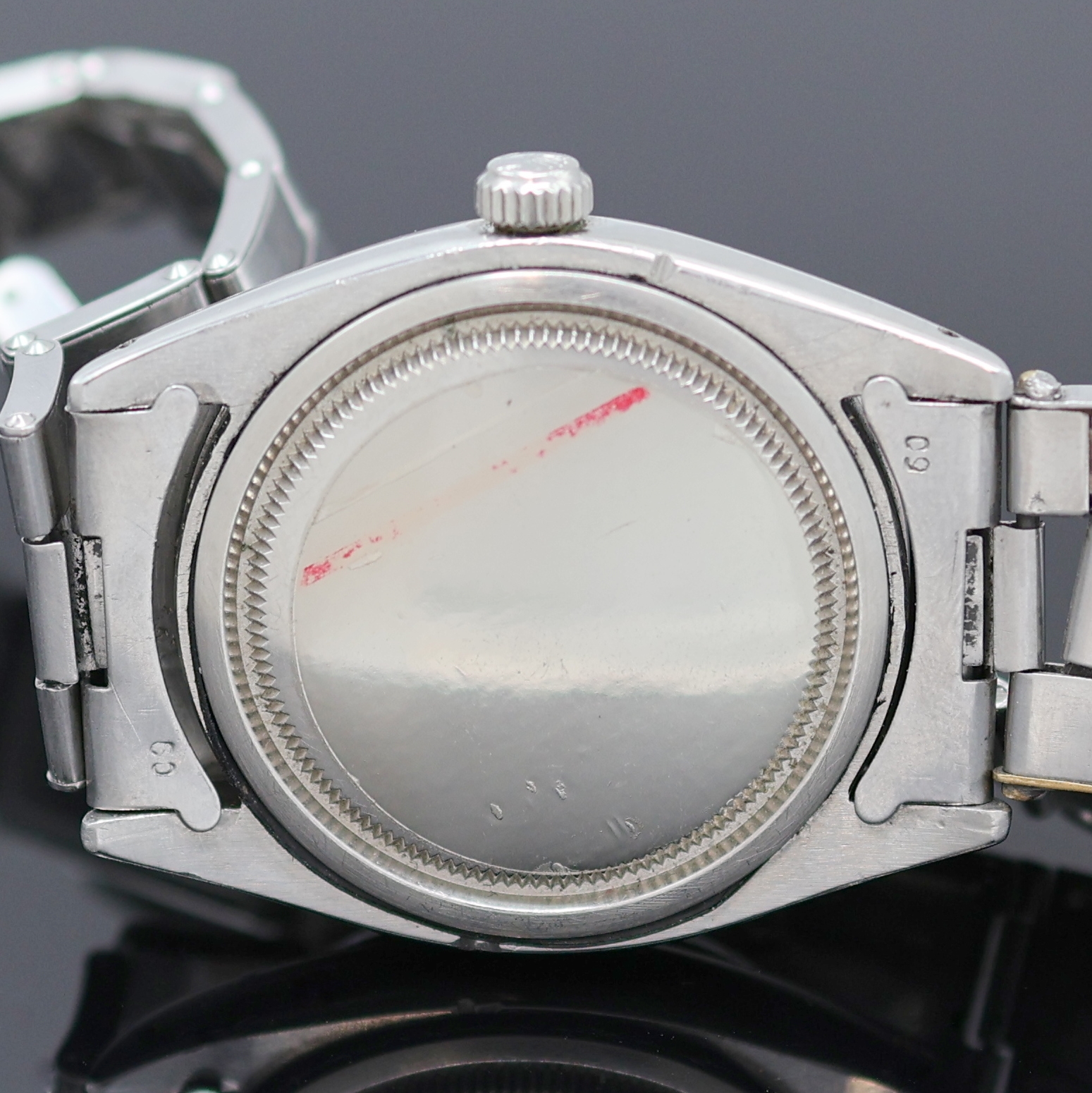 Detail g: ROLEX Oyster Date Precision Armbanduhr Referenz 6694, Schweiz um 1965, Handaufzug, Boden u. Krone verschr., orig. Stahlband Ref. 7205, Anstoß-Nr. 09 ...