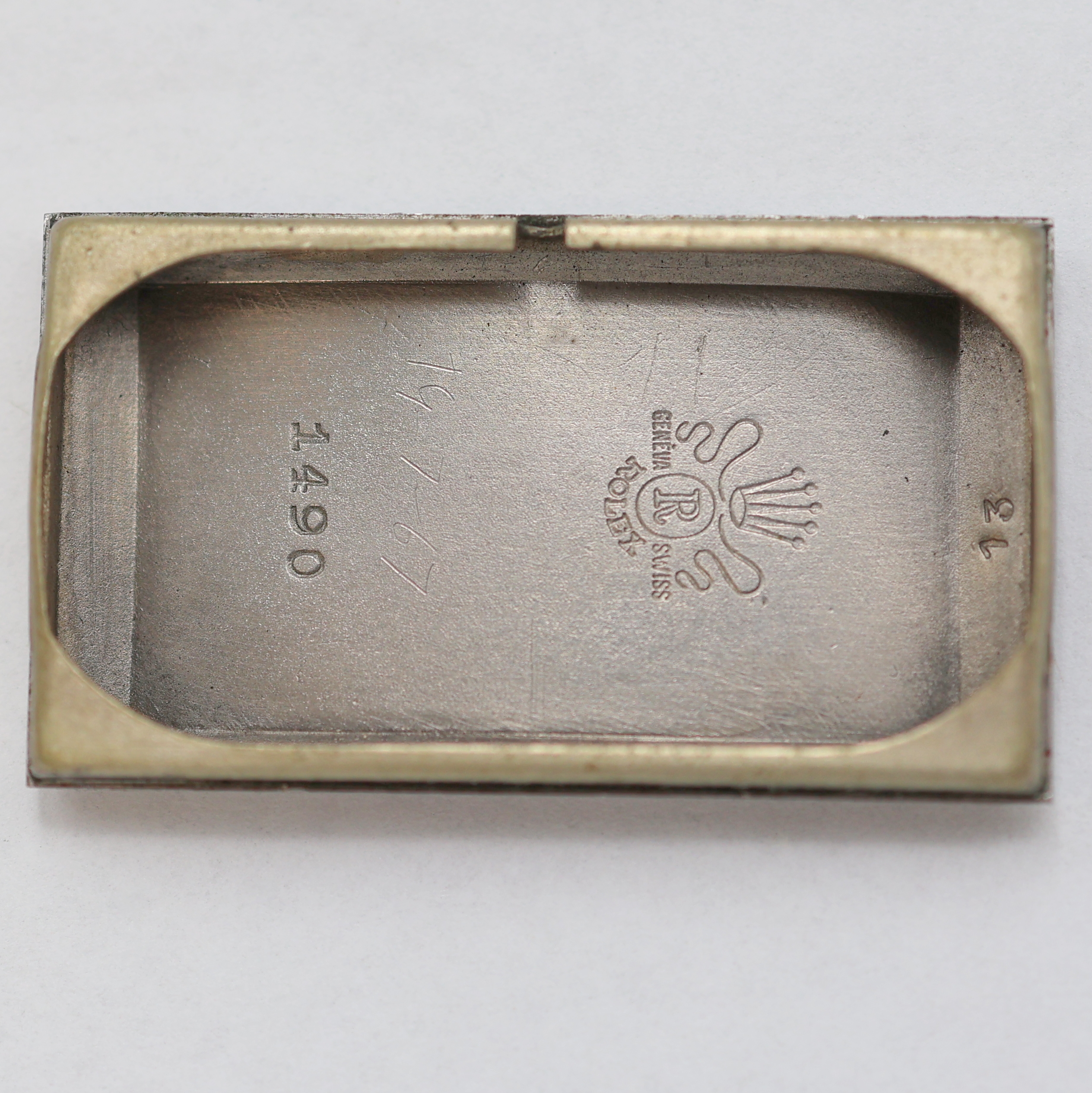 Detail h: ROLEX Prince Armbanduhr Referenz 1490, Schweiz um 1935, Handaufzug, rechteckiges, teilw. verg. Stahlgeh., Boden aufgedr., silb. Zifferbl. ...