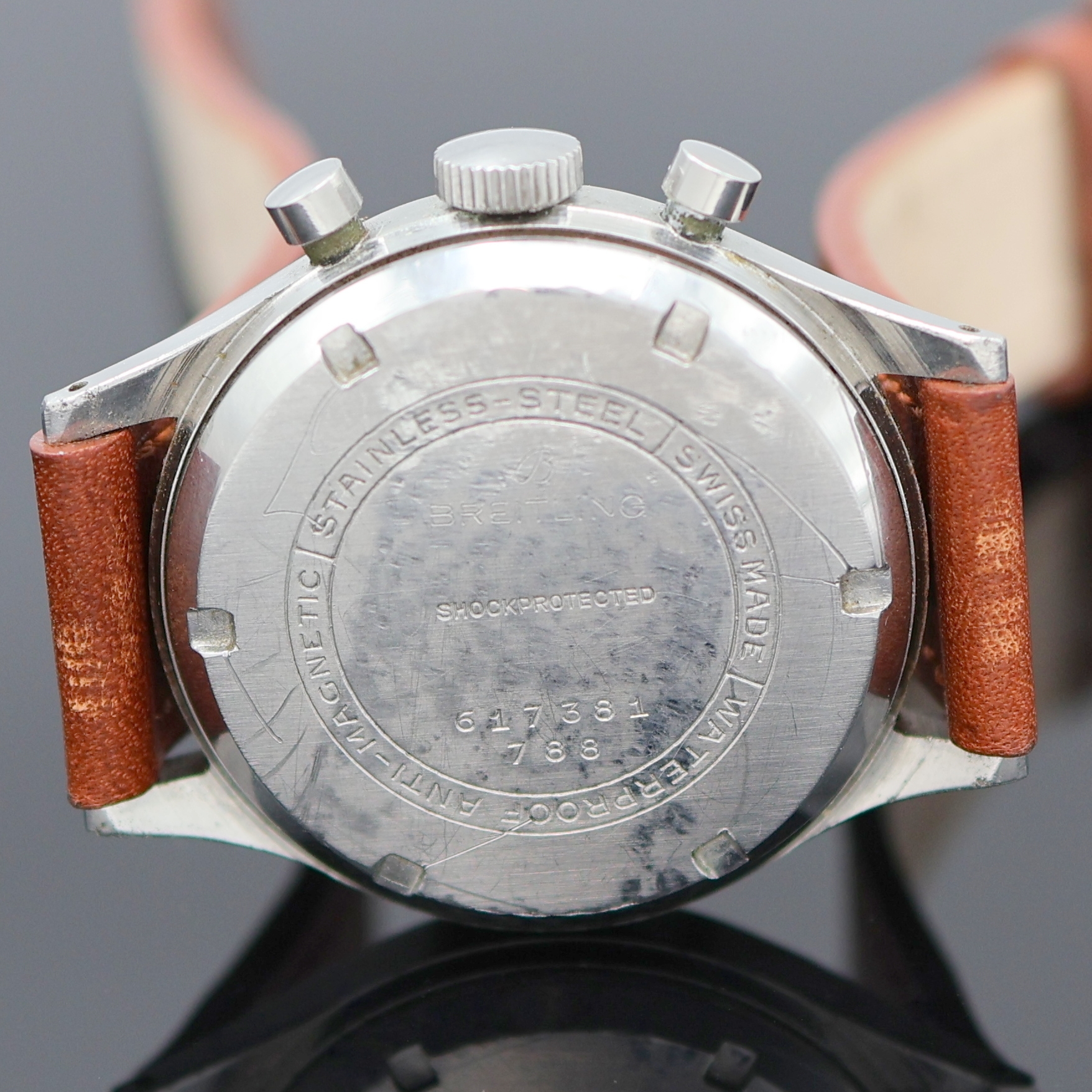 Detail f: BREITLING Premier Armbandchronograph Referenz 788, Schweiz um 1950, Handaufzug Edelstahlgeh., Boden verschr., silb. Zifferbl. fl., silb. Zeiger, ...