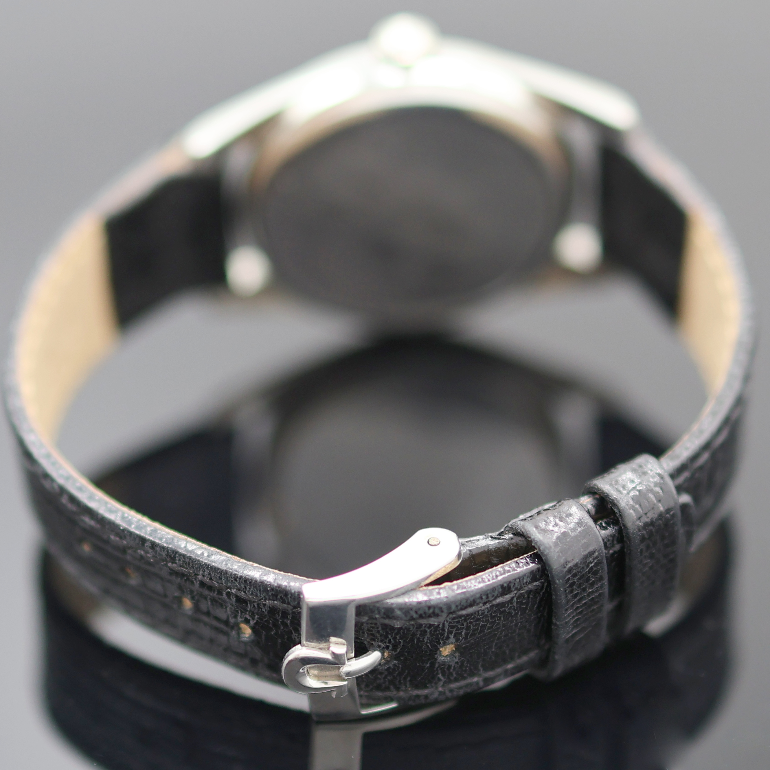 Detail b: OMEGA Ranchero seltene Herrenarmbanduhr Referenz 2996, Schweiz um 1960, Handaufzug, Boden aufgedr., orig. Krone, neutr. Lederband m. Omega Dornschl., ...