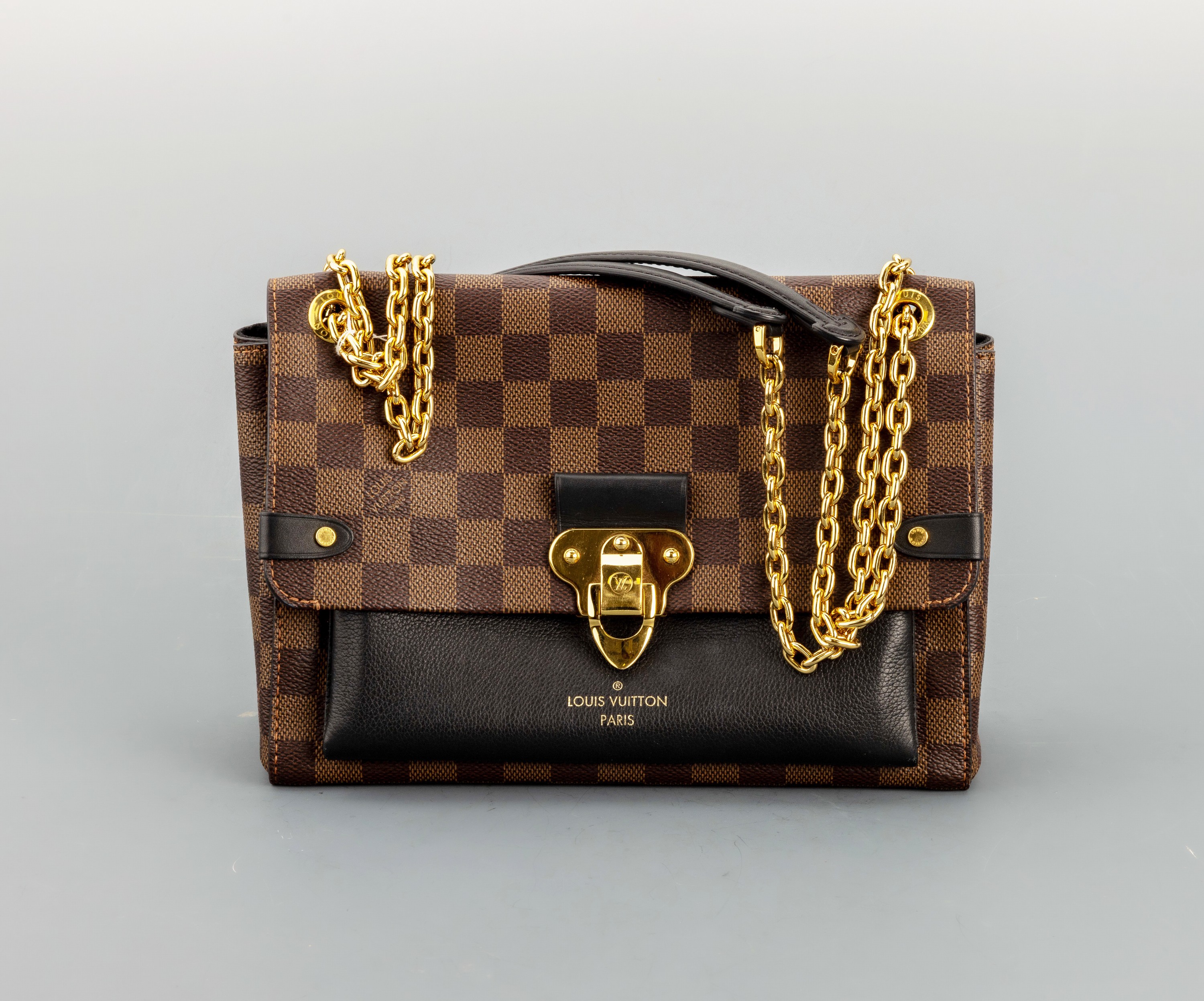 Detail a: LOUIS VUITTON Handtasche, "Vavin PM", Damier Ebene, Canvas, schwarze Lederbesätze, Monturen, Schnalle und Schulterkette Metall verg., ...