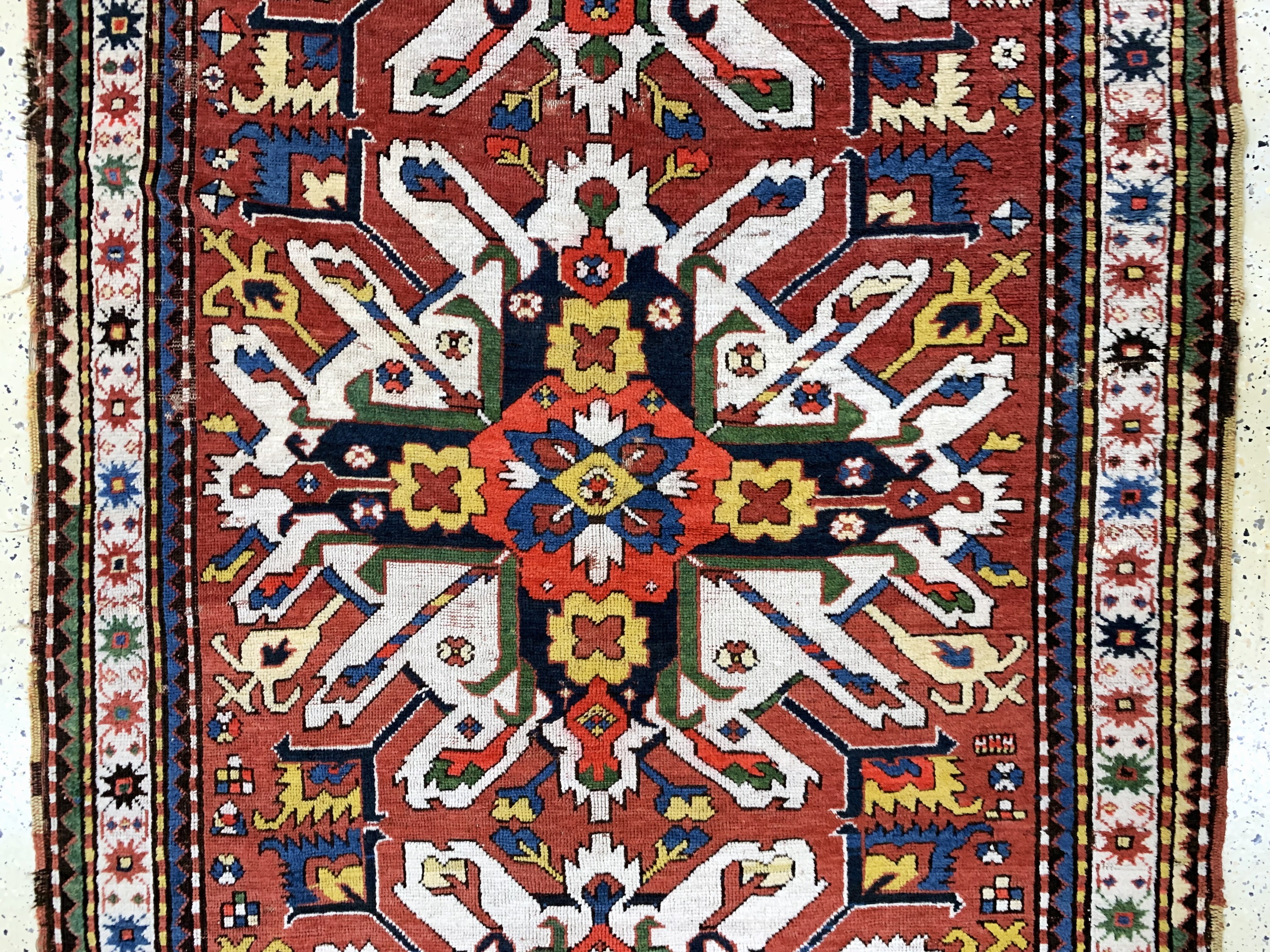 Detail d: Tschelaberd"Adler-Kazak"antik, Kaukasus, 19.Jhd, Wolle auf Wolle, ca. 275 x 140 cm, EHZ: 3-4