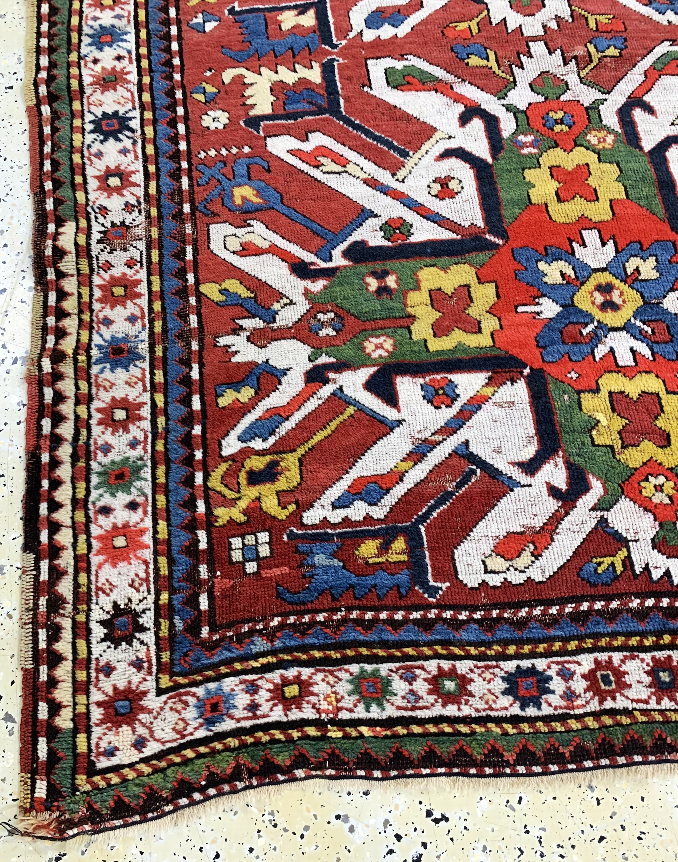 Detail f: Tschelaberd"Adler-Kazak"antik, Kaukasus, 19.Jhd, Wolle auf Wolle, ca. 275 x 140 cm, EHZ: 3-4