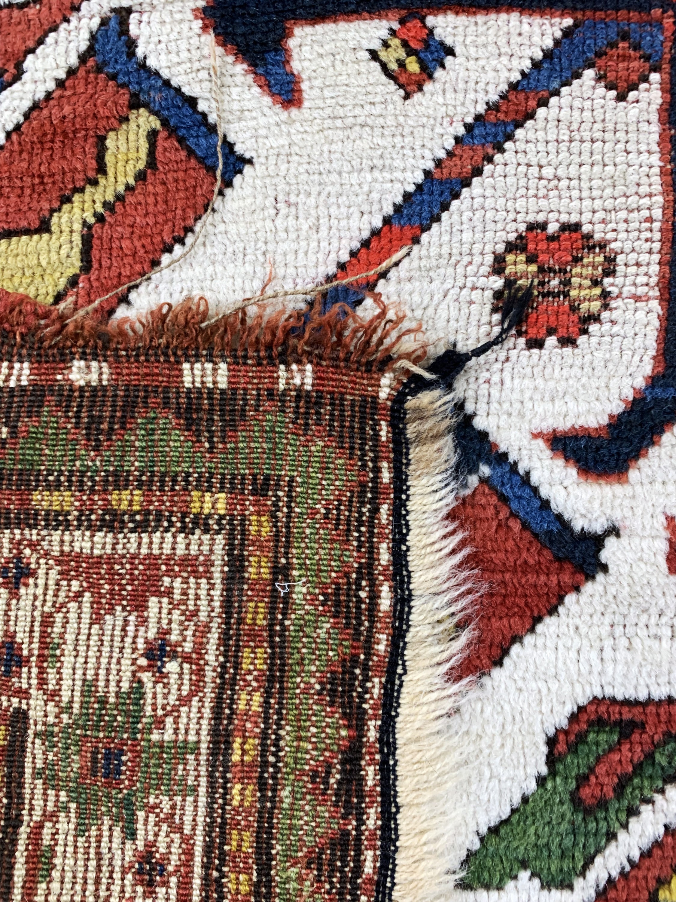 Detail h: Tschelaberd"Adler-Kazak"antik, Kaukasus, 19.Jhd, Wolle auf Wolle, ca. 275 x 140 cm, EHZ: 3-4