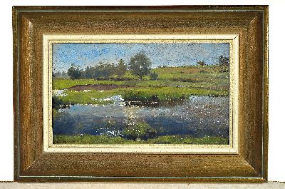 26980282k - Viktor Weißhaupt, 1848 München-1905 Karlsruhe, Auenlandschaft, hervorragende ...