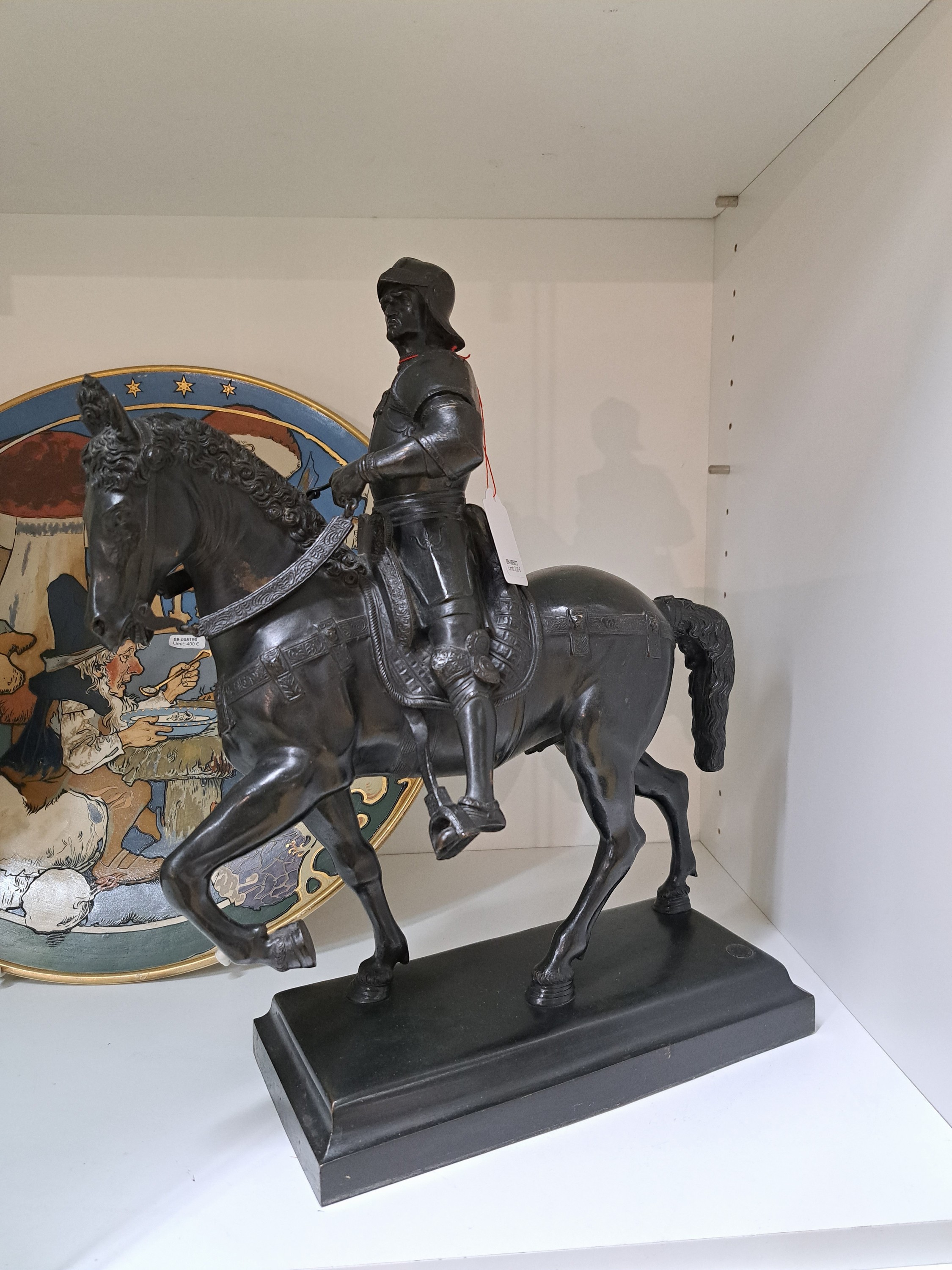 Detail a: Bronzeskulptur, Reiterstandbild des Condottiere Bartolomeo Colleoni, Italien, um 1900, Nach dem Original von Andrea del Verrocchio (1435-1488), ...