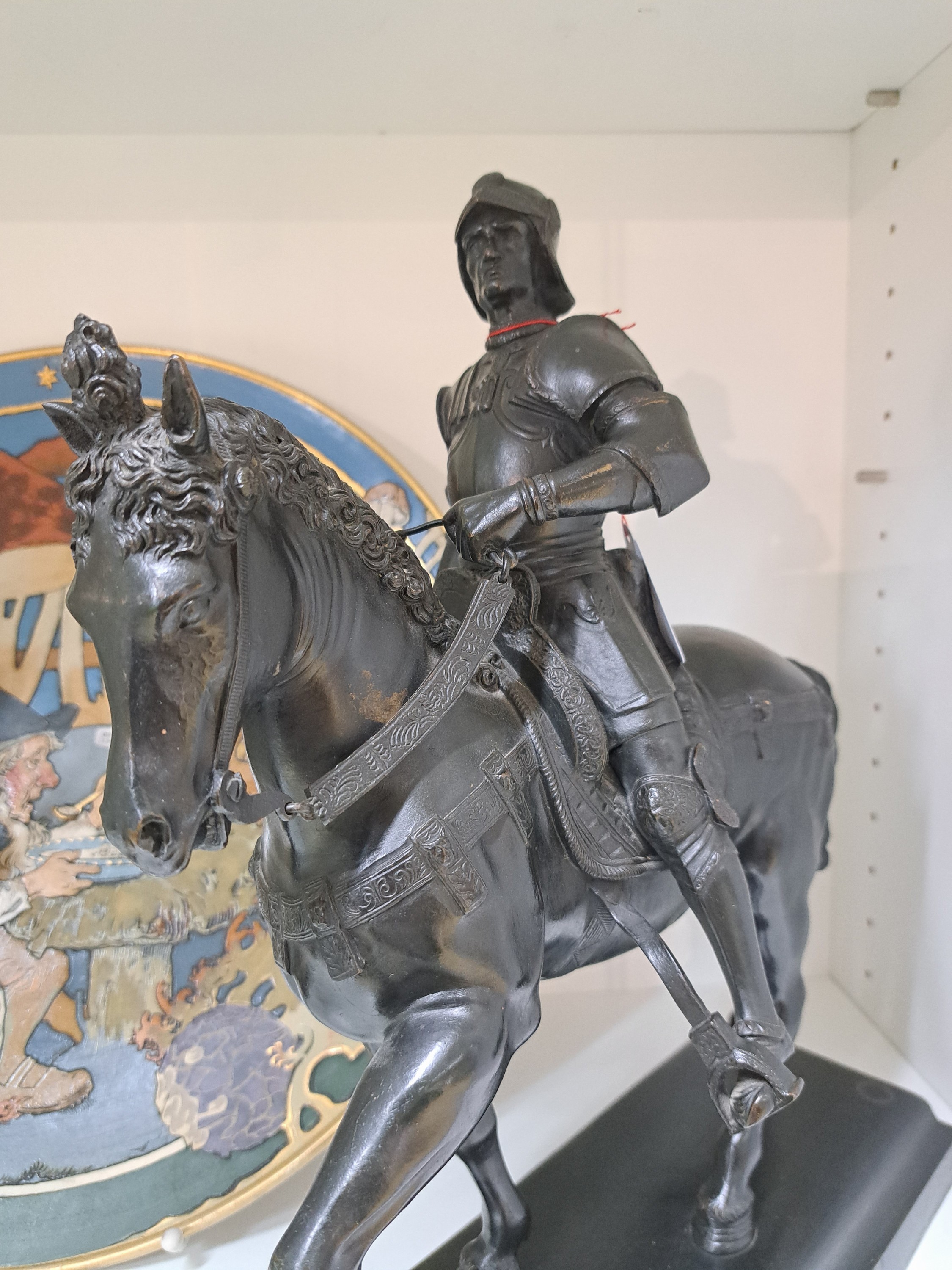 Detail b: Bronzeskulptur, Reiterstandbild des Condottiere Bartolomeo Colleoni, Italien, um 1900, Nach dem Original von Andrea del Verrocchio (1435-1488), ...