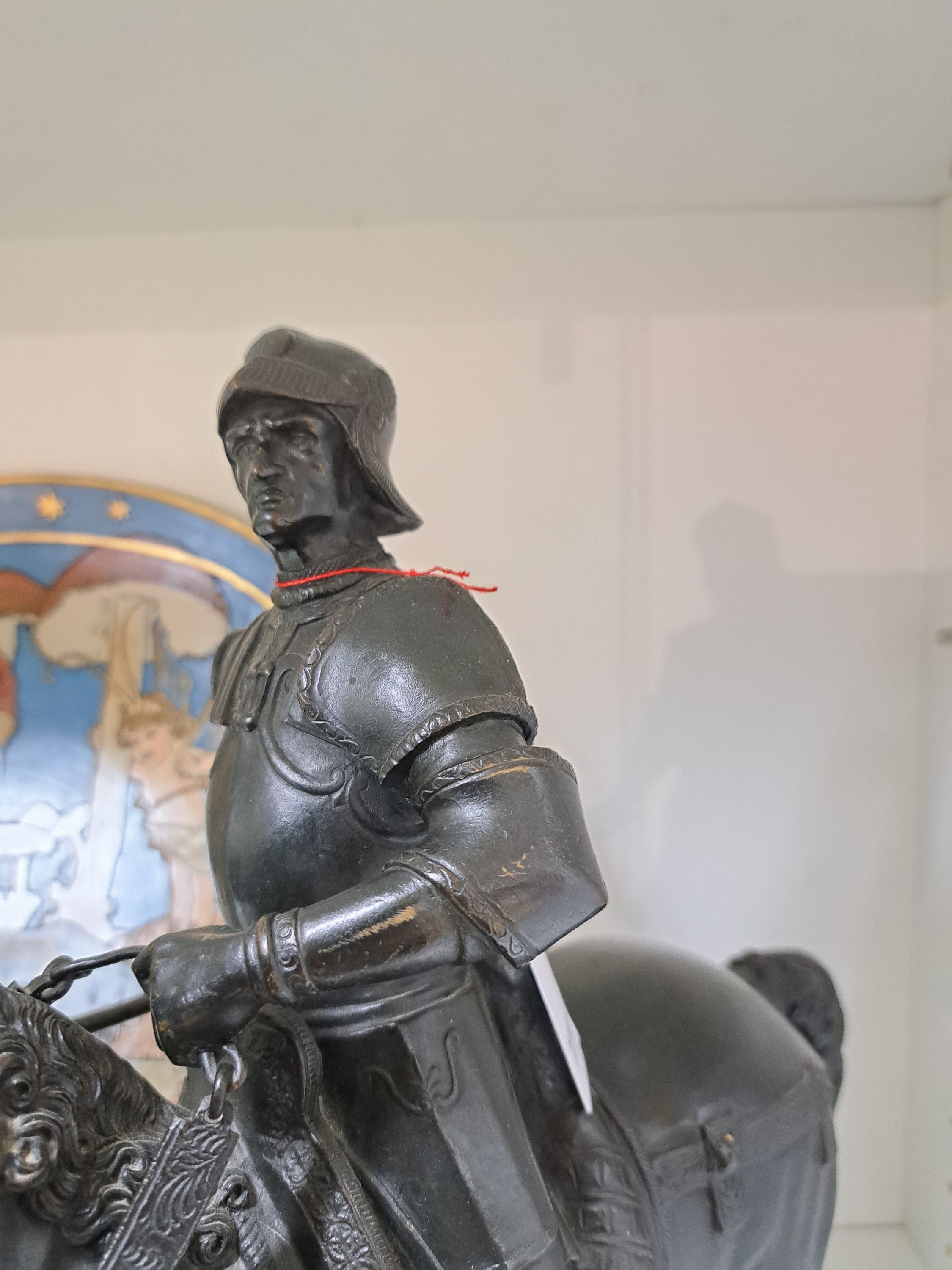 Detail e: Bronzeskulptur, Reiterstandbild des Condottiere Bartolomeo Colleoni, Italien, um 1900, Nach dem Original von Andrea del Verrocchio (1435-1488), ...