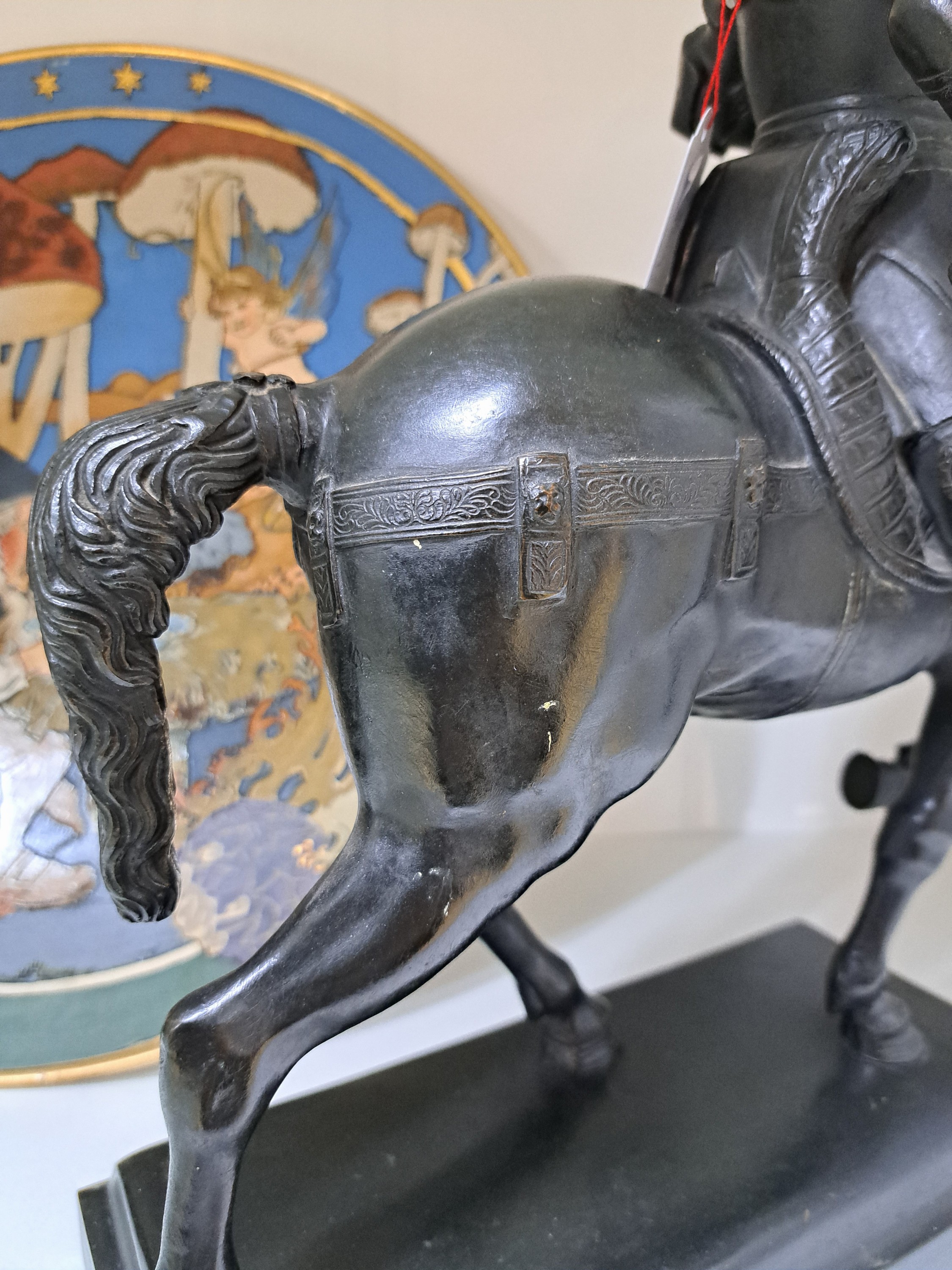 Detail j: Bronzeskulptur, Reiterstandbild des Condottiere Bartolomeo Colleoni, Italien, um 1900, Nach dem Original von Andrea del Verrocchio (1435-1488), ...