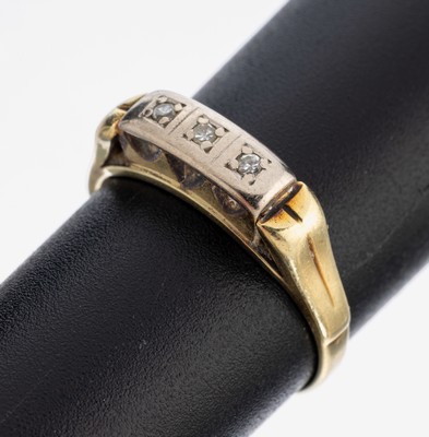 Image 26980338 - 14 kt Gold Diamant-Ring, GG/WG 585/000, 3 kl. in WG gefasste 8/8-Diamanten, RW 56, ca. ...
