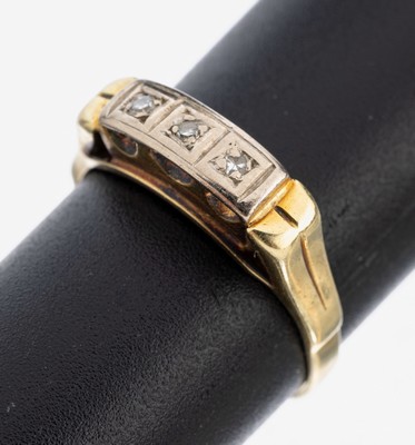 Image 26980339 - 14 kt Gold Diamant-Ring, GG/WG 585/000, 3 kl. in WG gefasste 8/8-Diamanten, RW 56, ca. ...