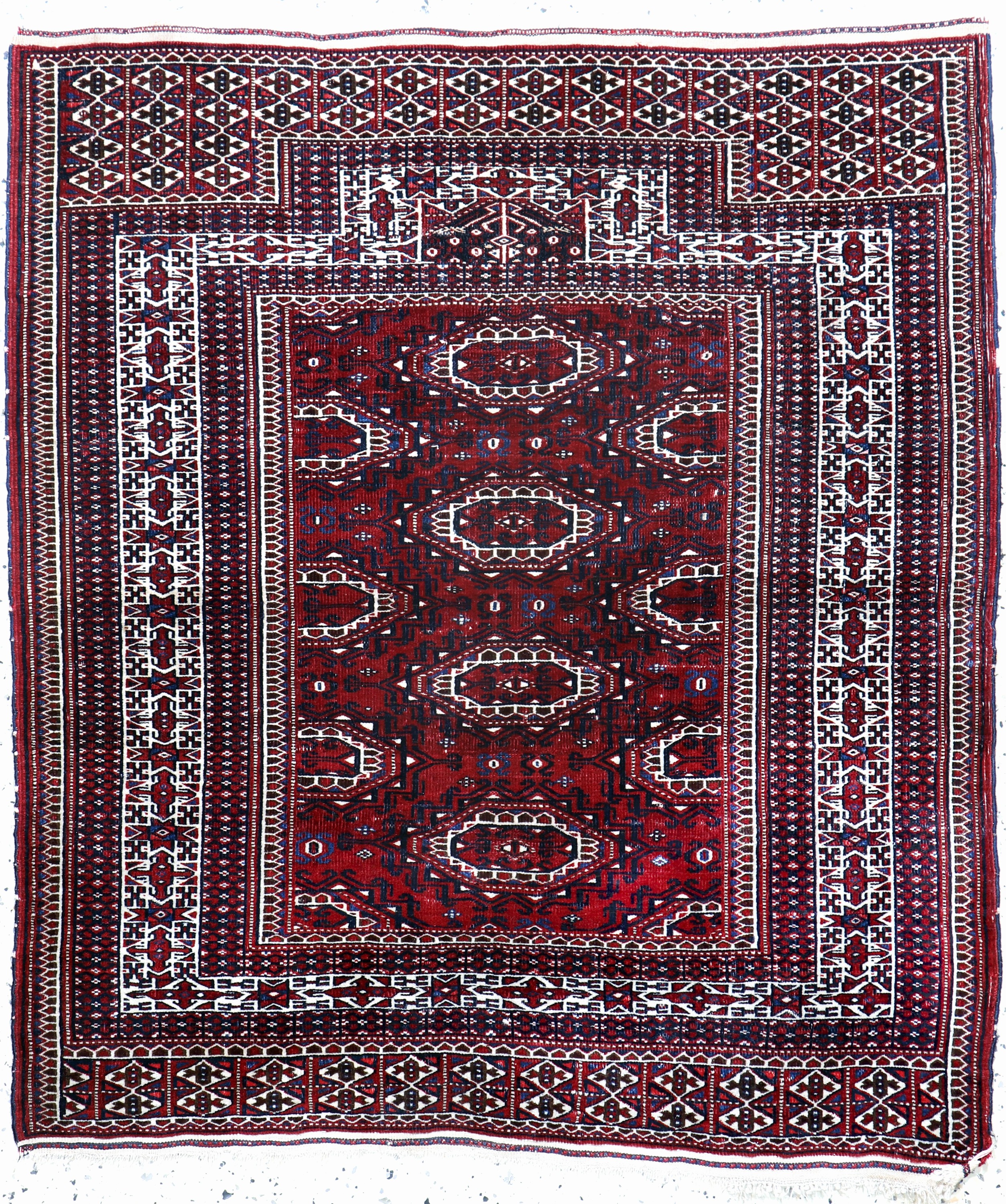 Yomud"Gebetsteppich"antik, Turkmenistan, 19.Jhd, Wolle auf Wolle, ca. 120 x 105 cm, EHZ: 2