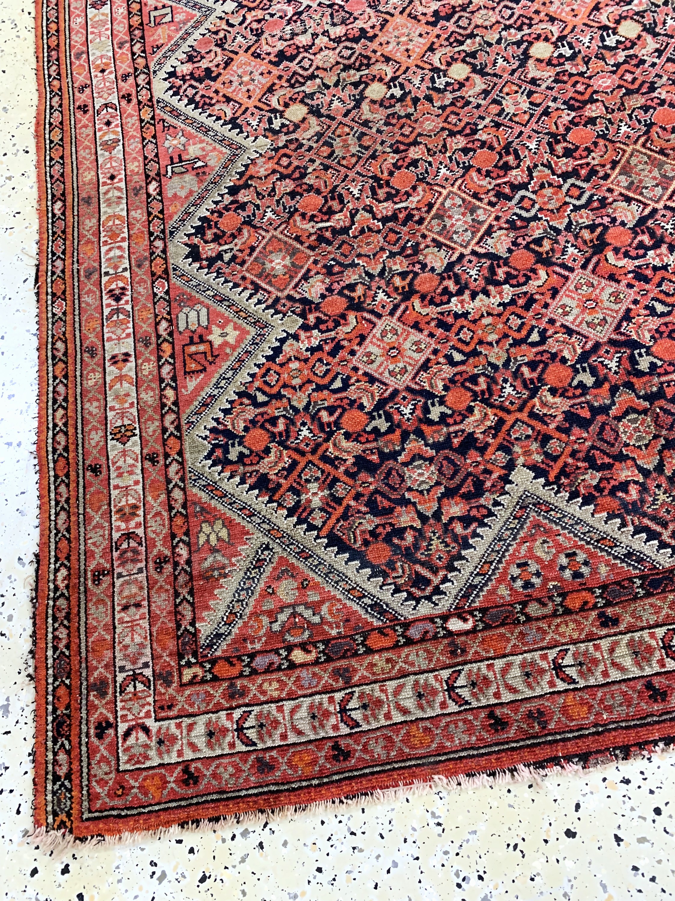 Detail e: Malayer antik, Persien, 19.Jhd, Wolle auf Baumwolle, ca. 190 x 140 cm, EHZ: 4