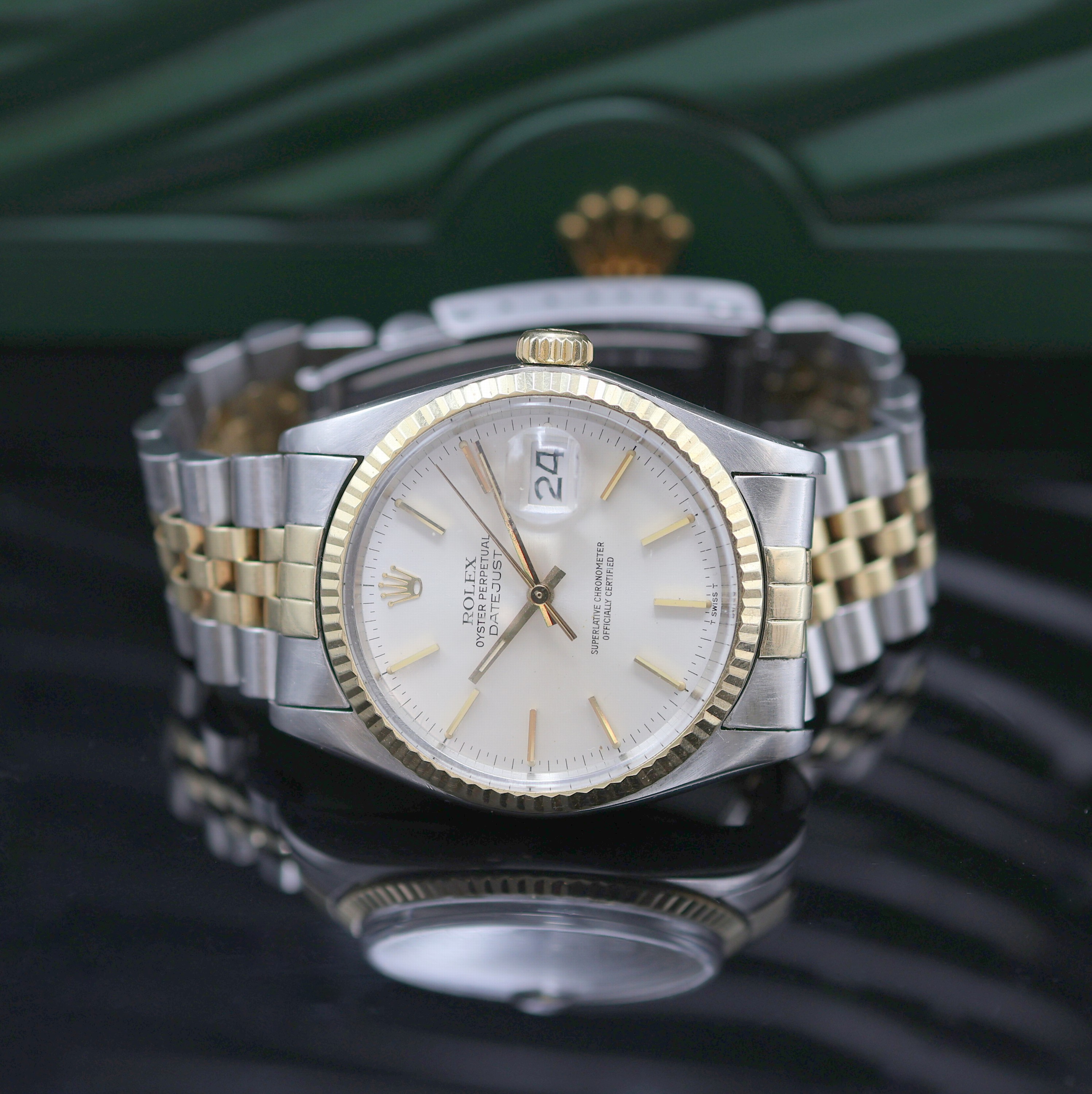 ROLEX Oyster Perpetual Datejust in Stahl/Gold Referenz 16013, Schweiz um 1977, Automatik, verschr. Oystergeh., Stahl/Gold-Jubileeband Ref. 62510H m. ...
