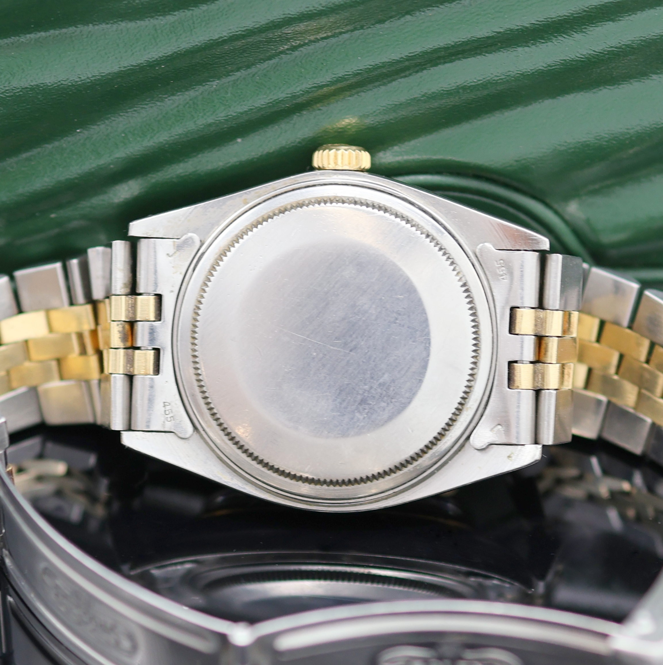 Detail e: ROLEX Oyster Perpetual Datejust in Stahl/Gold Referenz 16013, Schweiz um 1977, Automatik, verschr. Oystergeh., Stahl/Gold-Jubileeband Ref. 62510H m. ...