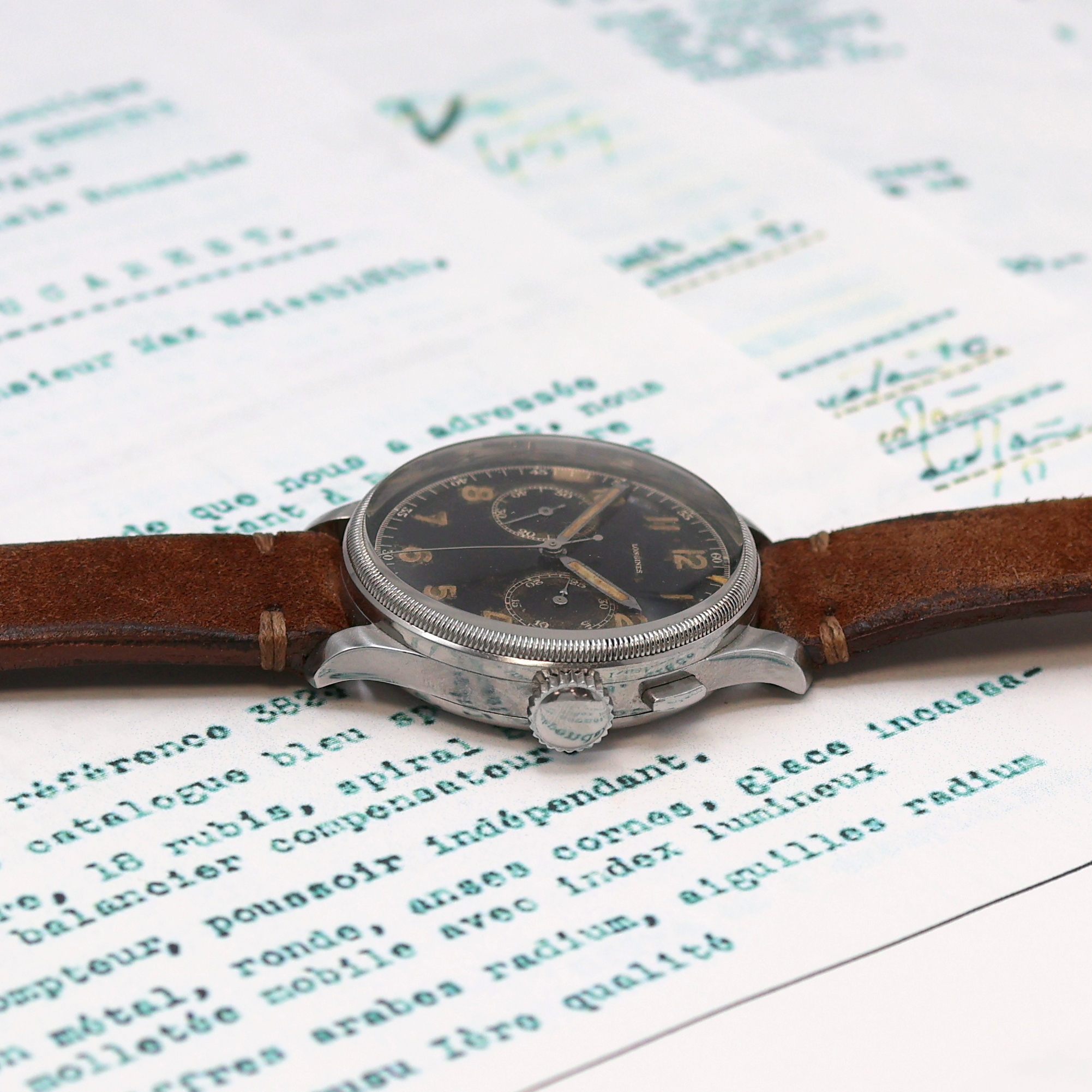Detail b: LONGINES 13ZN sehr seltener Fliegerchronograph der rumänischen Luftwaffe Referenz 6476/3811, Schweiz verk. an die rumänische Flotila Hidroaviatie ...