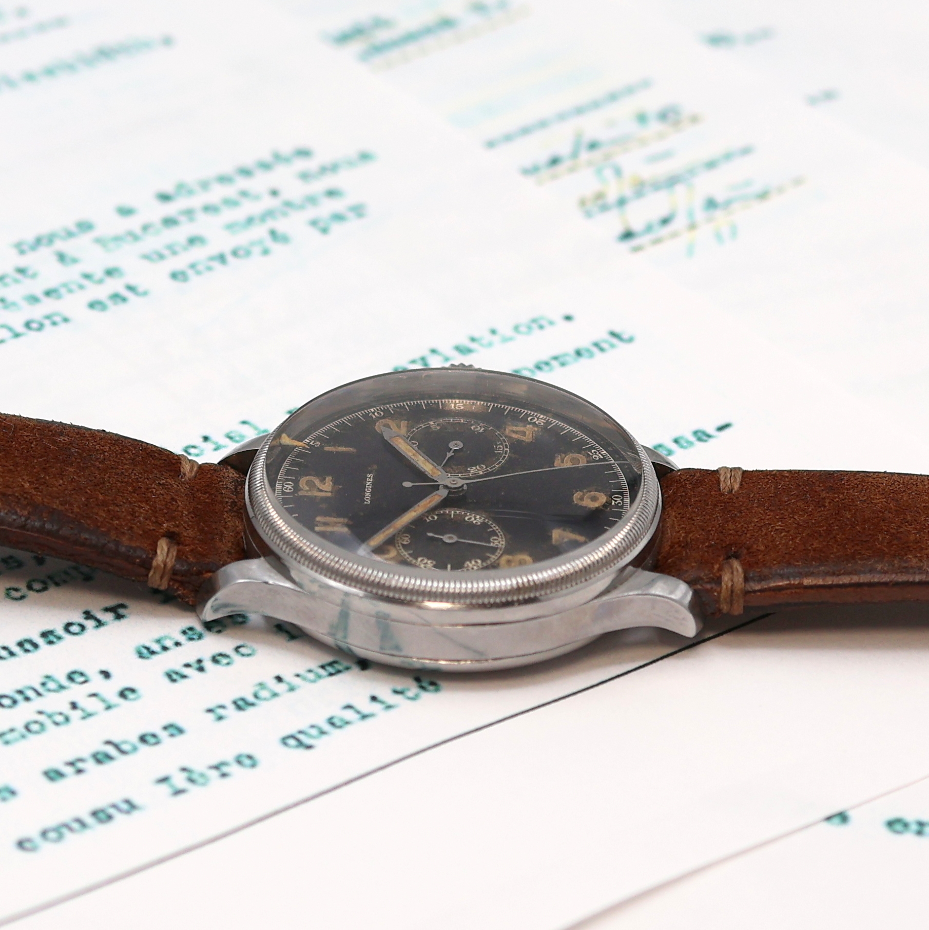 Detail c: LONGINES 13ZN sehr seltener Fliegerchronograph der rumänischen Luftwaffe Referenz 6476/3811, Schweiz verk. an die rumänische Flotila Hidroaviatie ...