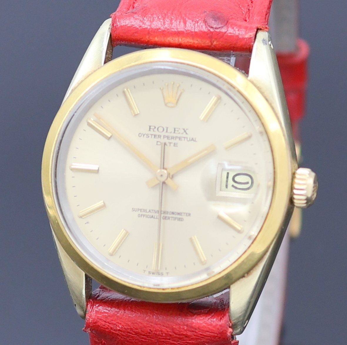 Detail a: ROLEX Date Referenz 1550 Armbanduhr in Stahl mit Goldhaube, Schweiz um 1980, Automatik, verschr. Oystergeh., Boden u. Krone verschr., gold. ...