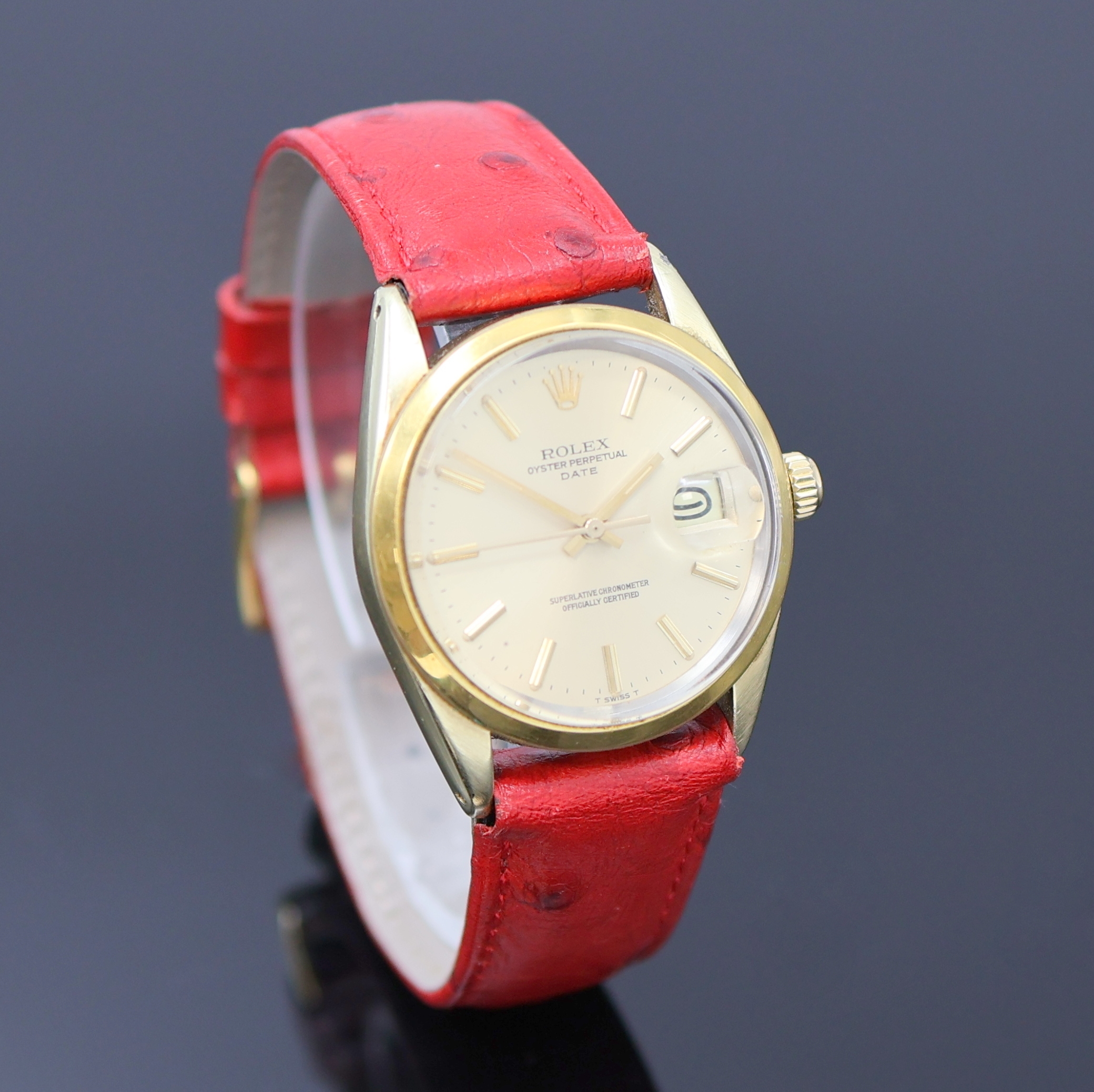 Detail b: ROLEX Date Referenz 1550 Armbanduhr in Stahl mit Goldhaube, Schweiz um 1980, Automatik, verschr. Oystergeh., Boden u. Krone verschr., gold. ...