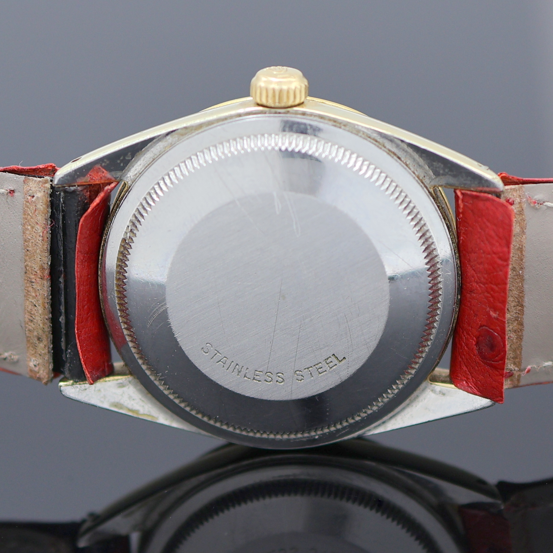 Detail e: ROLEX Date Referenz 1550 Armbanduhr in Stahl mit Goldhaube, Schweiz um 1980, Automatik, verschr. Oystergeh., Boden u. Krone verschr., gold. ...