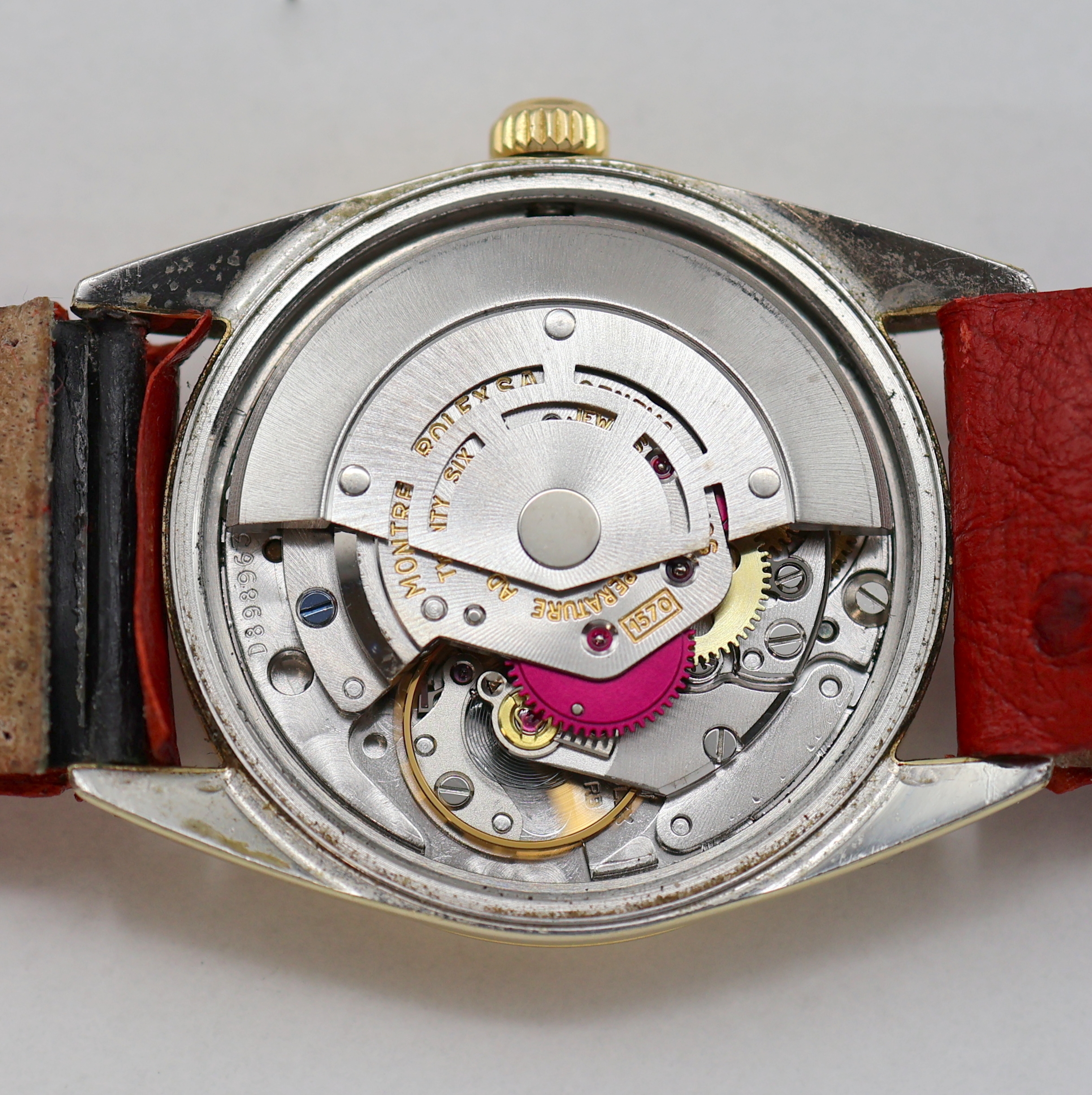 Detail g: ROLEX Date Referenz 1550 Armbanduhr in Stahl mit Goldhaube, Schweiz um 1980, Automatik, verschr. Oystergeh., Boden u. Krone verschr., gold. ...