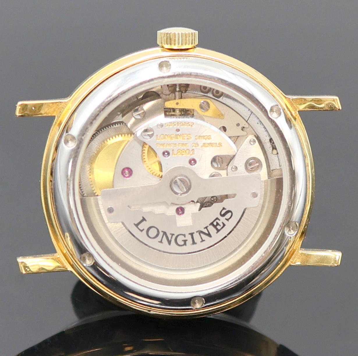 Detail e: LONGINES 2 Automatikarmbanduhren in Stahl/ vergoldet, Schweiz um 1970, 1) Admiral, verg., verschr. Glasboden in Stahl später, silb. Zifferbl., gold. ...