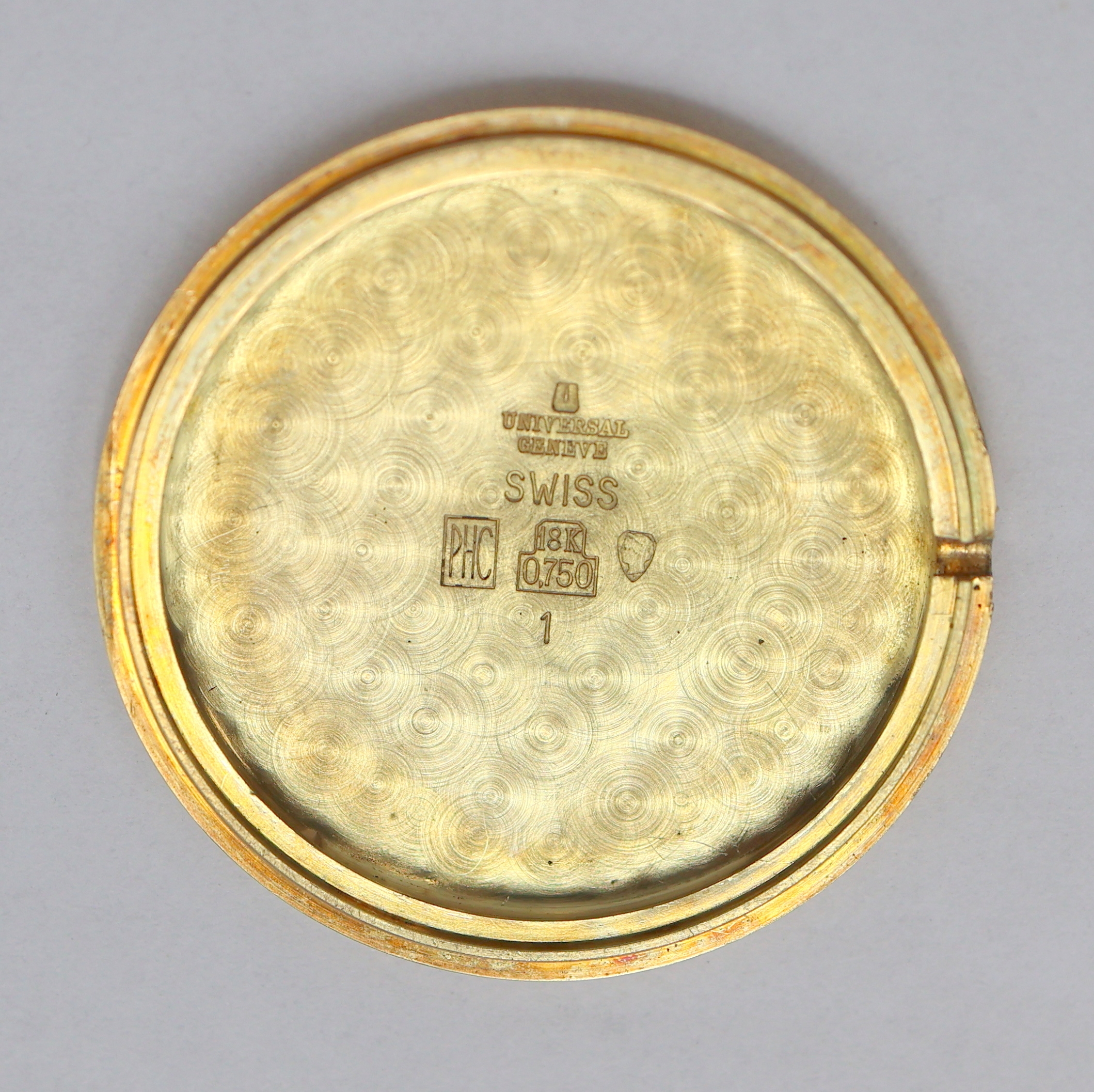 Detail g: UNIVERSAL GENEVE Golden Shadow Armbanduhr in GG 750/000 Referenz 166132, Schweiz um 1970, Automatik, 2-tlg. Geh., Boden aufgedr., gold. Zifferbl., ...