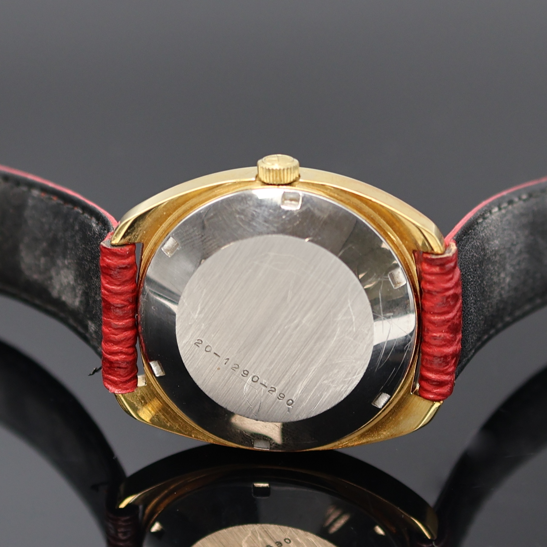 Detail c: ZENITH Autosport vergoldete Armbanduhr Referenz 20-1290-290, Schweiz um 1970, Automatik, 2-tlg. Geh., Boden verschr., gold. Zifferbl., gold. Indizes ...