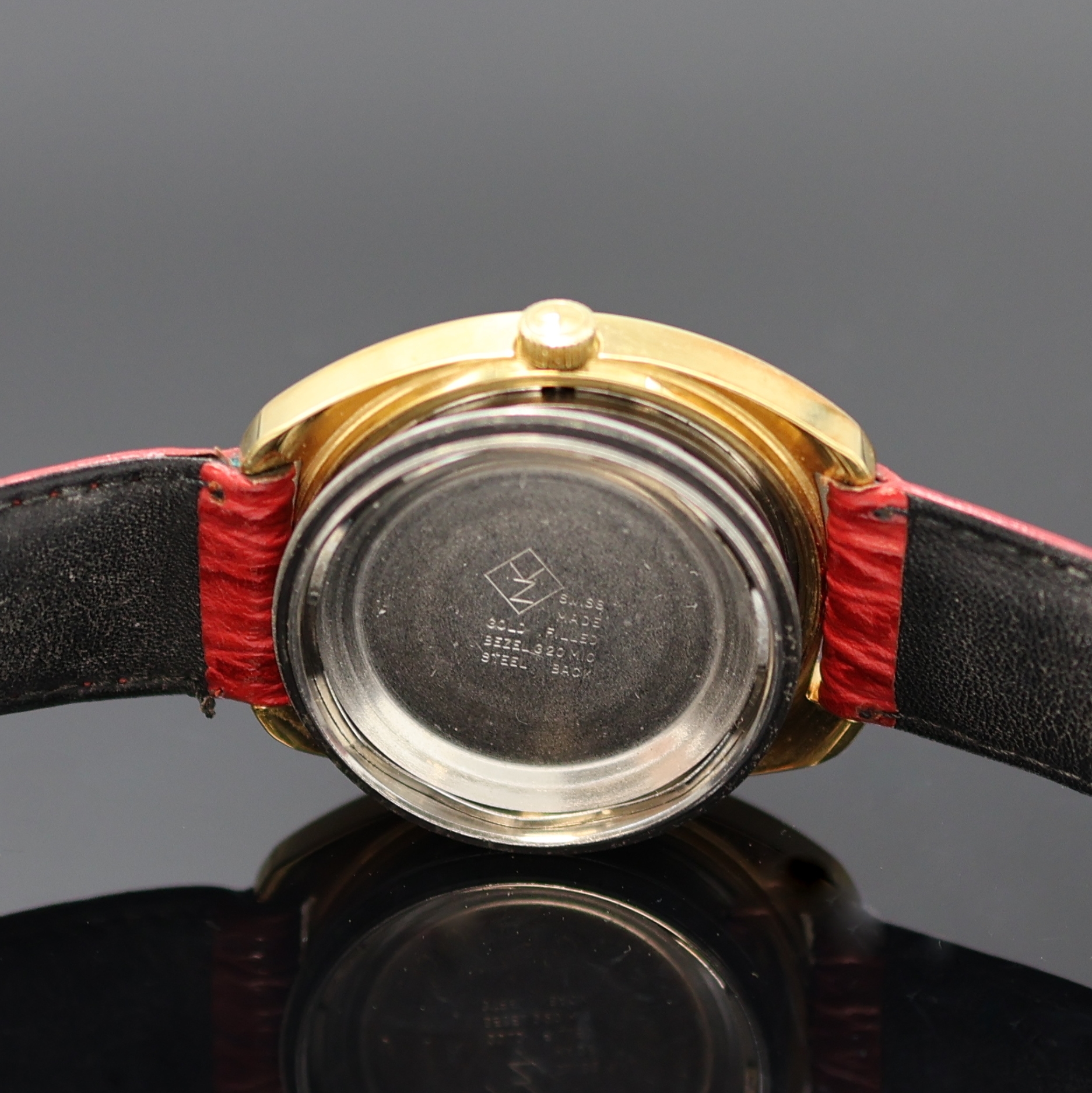 Detail f: ZENITH Autosport vergoldete Armbanduhr Referenz 20-1290-290, Schweiz um 1970, Automatik, 2-tlg. Geh., Boden verschr., gold. Zifferbl., gold. Indizes ...