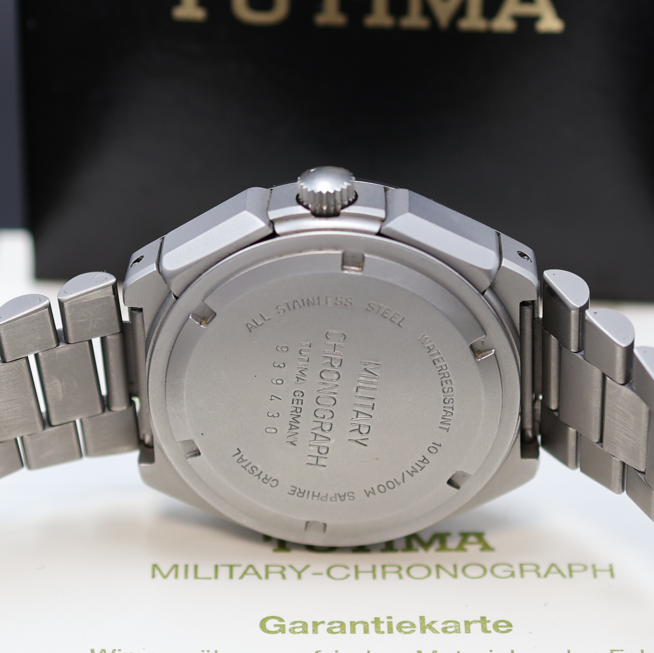 Detail c: TUTIMA Military Chronograph in Stahl/ Stahlband, Schweiz/Deutschland um 1995, Automatik, matt. Geh., Boden u. Krone verschr., Saphirglas, matt. ...