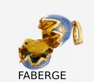 Image 26981467 - 18 kt Gold FABERGE Ei Clipanhänger mit Email, GG 750/000, Meistermarke Victor ...