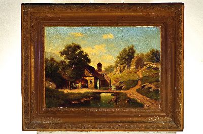 26981502k - Turk, Maler der 2. Hälfte des 19. Jh., Wassermühle mit Schmiede, ...