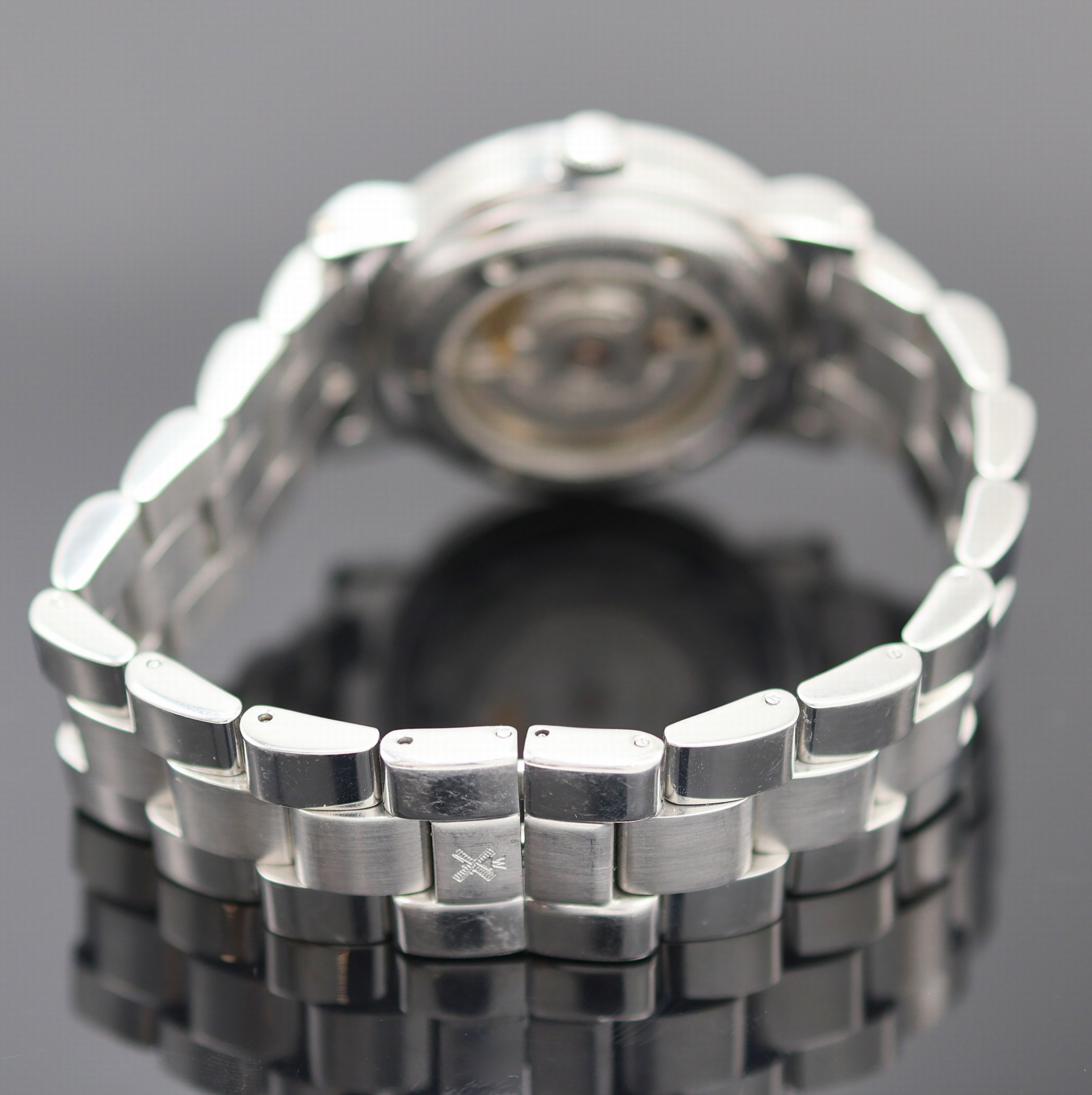 Detail b: NAUTISCHE INSTRUMENTE MÜHLE GLASHÜTTE M99 Herrenarmbanduhr in Stahl, Deutschland um 2000, Automatik, beids. vergl. Geh. inkl. orig. Stahlband m. ...