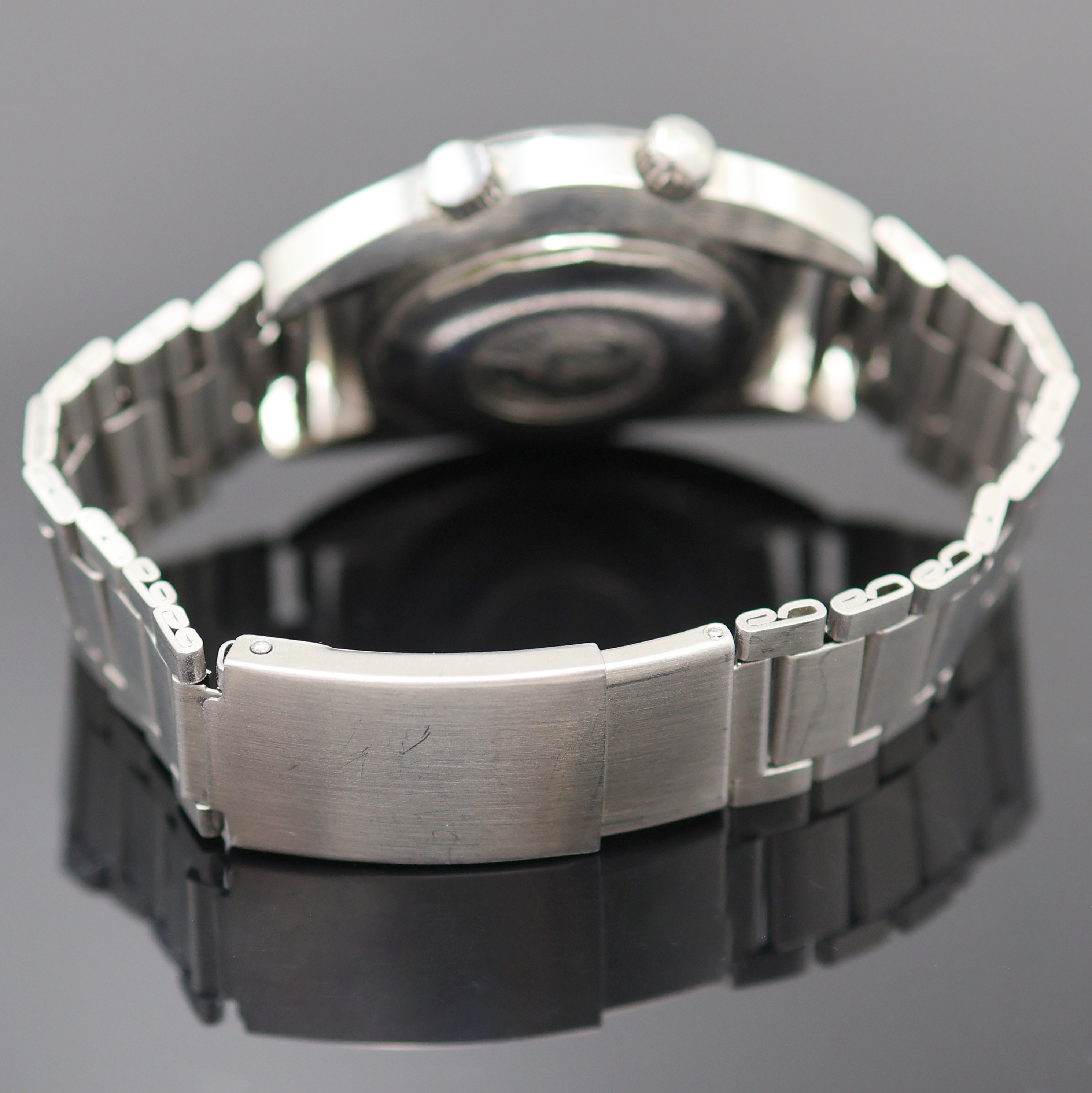 Detail b: PRECIMAX Aquamax Taucherarmbanduhr in Stahl,Schweiz um 1970, Automatik, verschr. Super- Kompressor Geh., Boden m. Tauchersymbol verschr., schwarze ...
