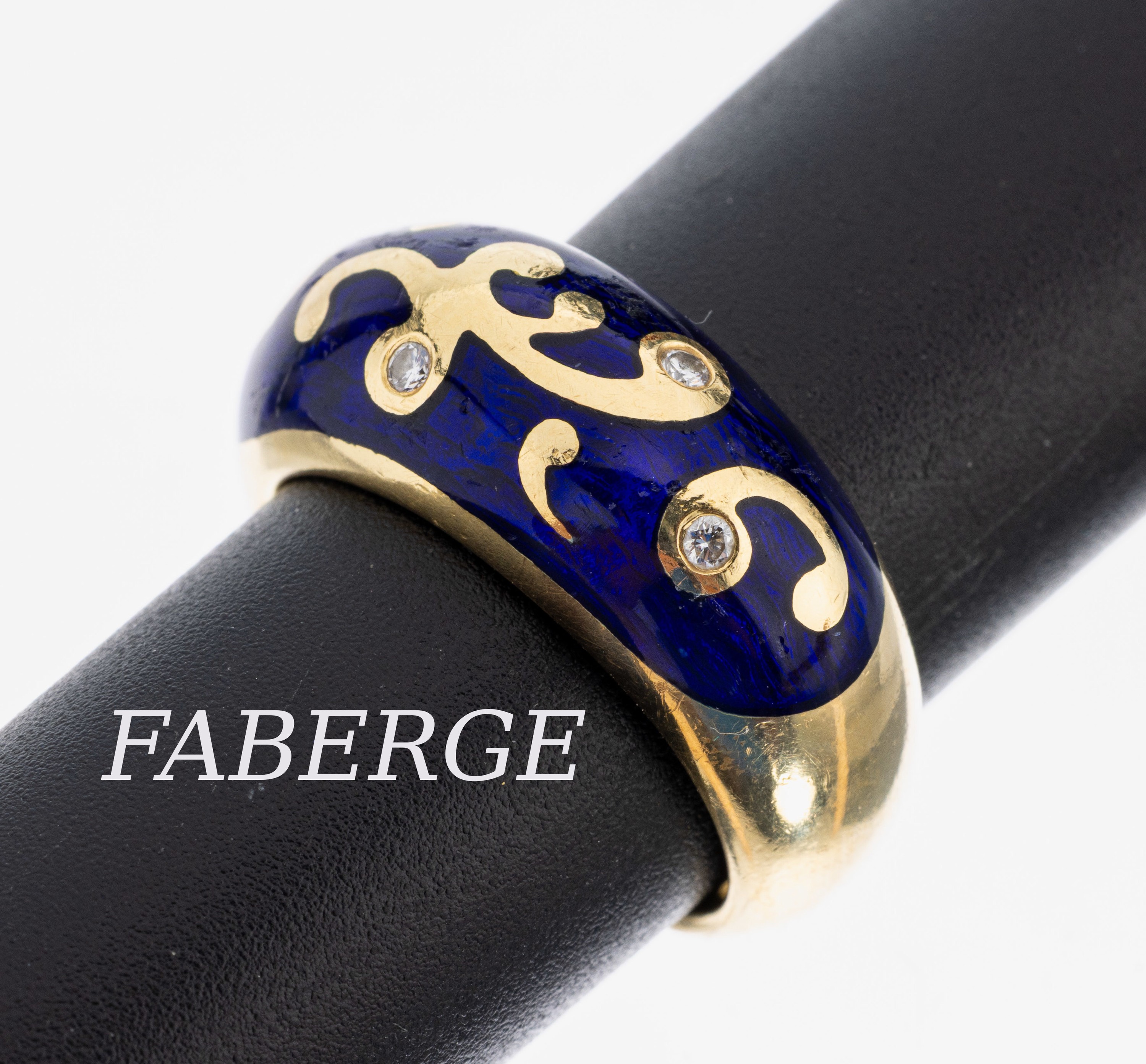 Image 26981679 - 18 kt Gold FABERGE Email-Brillant-Ring, GG 750/000, VICTOR MAYER für Faberge, limit. ...